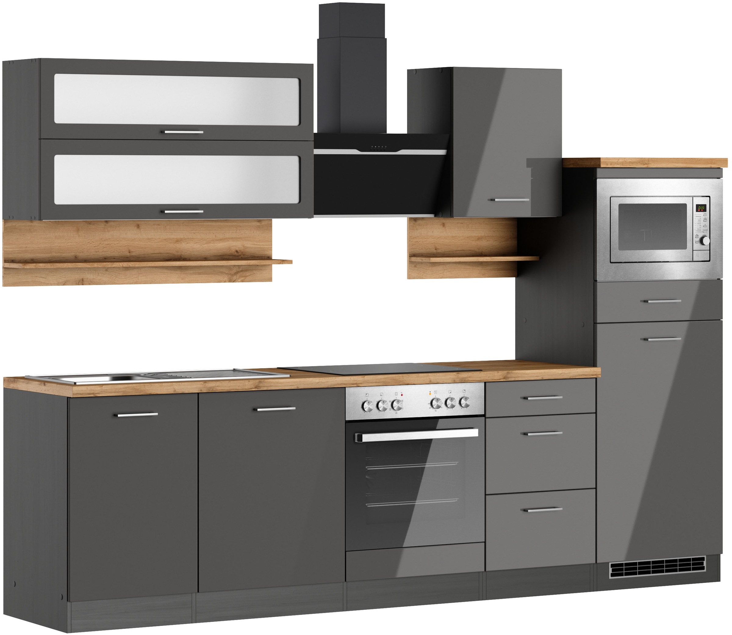 KOCHSTATION Küchenzeile "KS-Milan", 280 cm breit, robuste Metallauszüge, vi günstig online kaufen