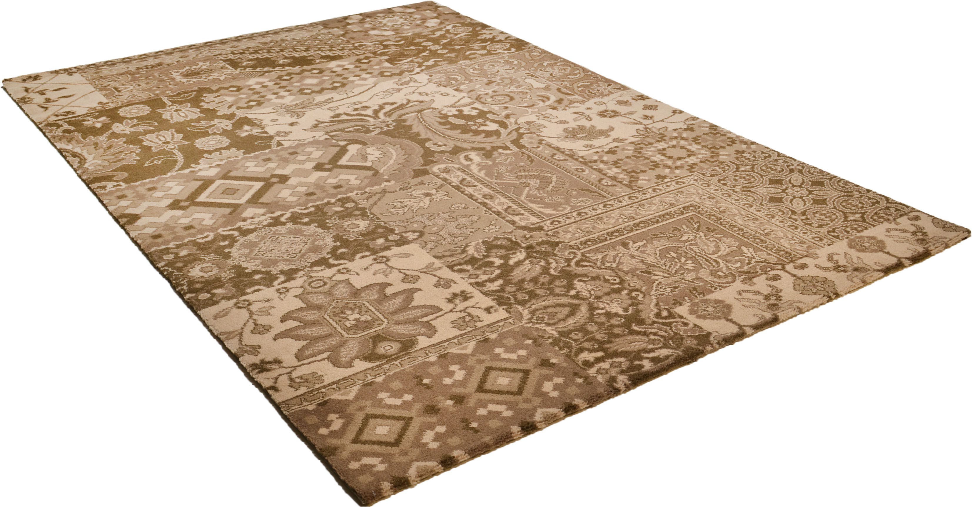 Thumbnail - THEKO Teppich "Timeless 3" rechteckig 12 mm Höhe Kurzflor, florales Patchwork Design, 80% Schurwolle, Wohnzimmer