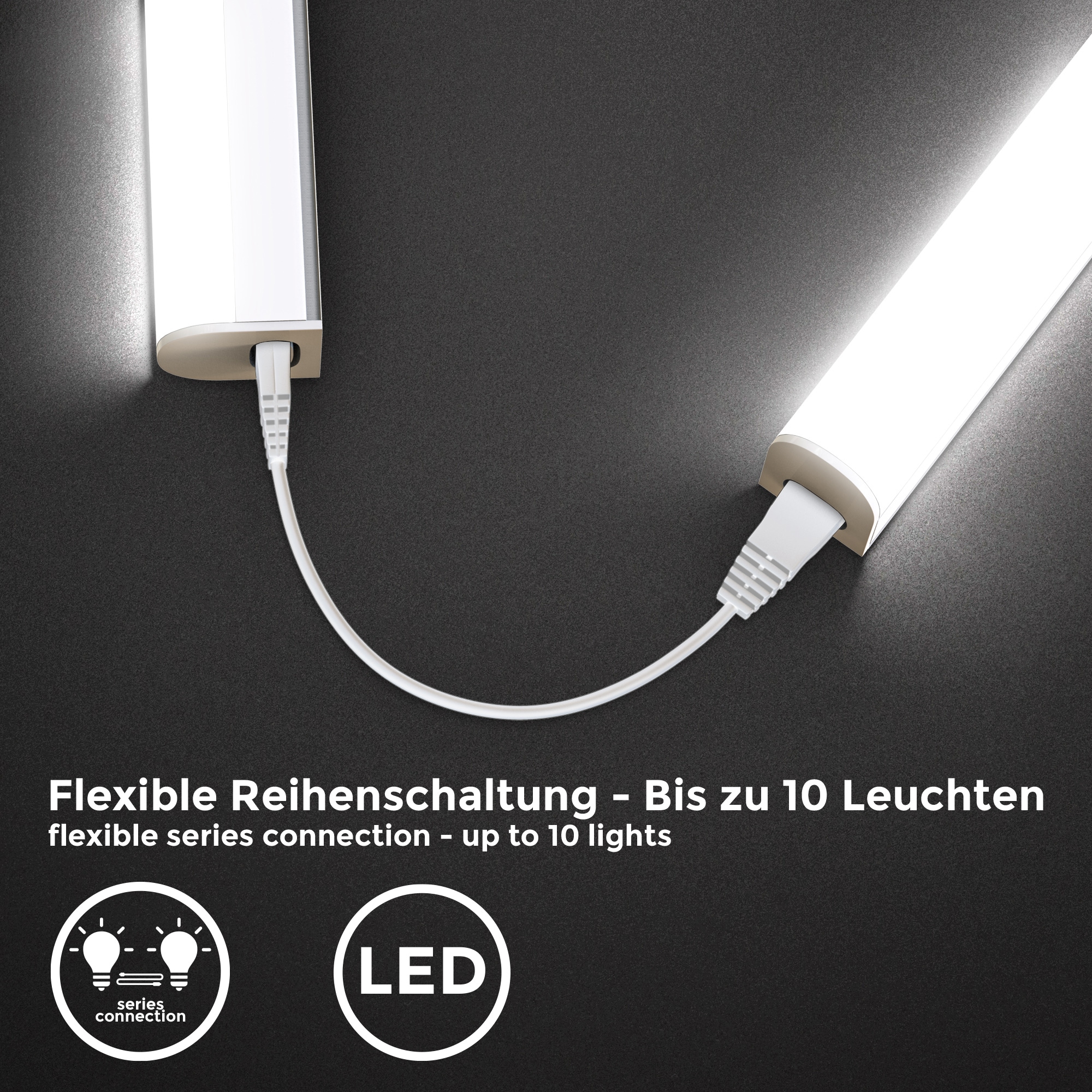 B.K.Licht LED Unterschrankleuchte, Kunststoff, weiß, inkl. 1 x LED-Platine, 15 Watt, 1.200 Lumen, 4.000 Kelvin, nicht dimmbar, inkl. Ein-/Aus-Schalter, inkl. Zuleitung 1,8m