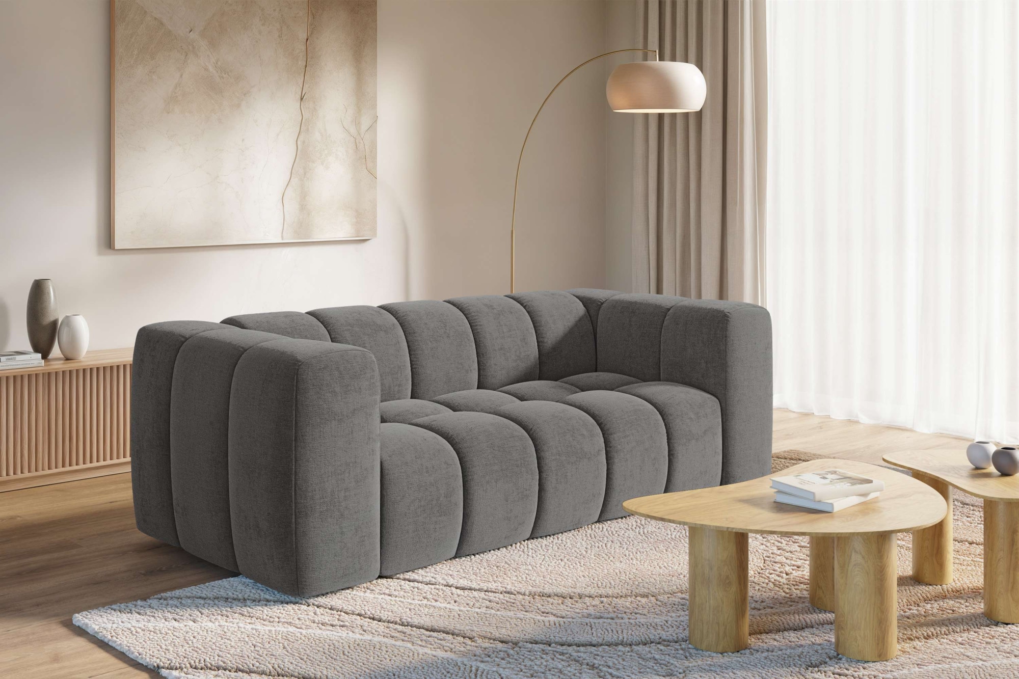 homsy by Ana Johnson 3-Sitzer ""L" BOUBELLE Design-Sofa, Bubble-Optik, Breite 217 cm" hoher Sitzkomfort dank Wellenunterfederung, L Sitztiefe 63 cm