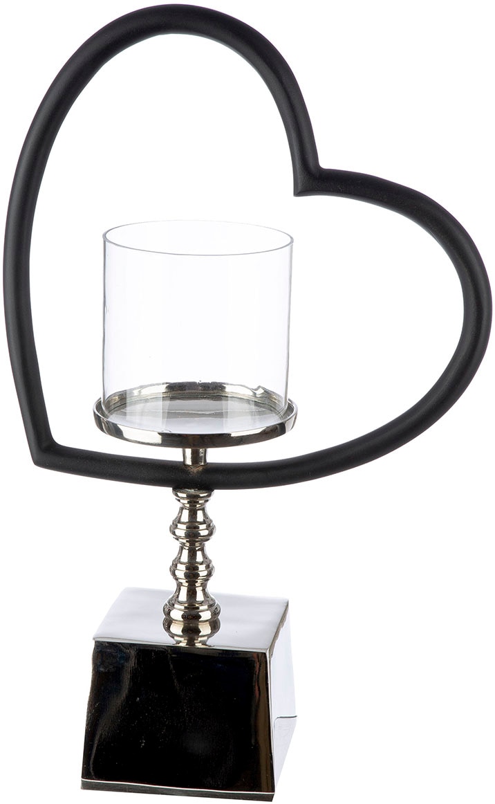 GILDE Windlicht "Windlicht Herz Te quiero schwarz; silberfarben" günstig online kaufen