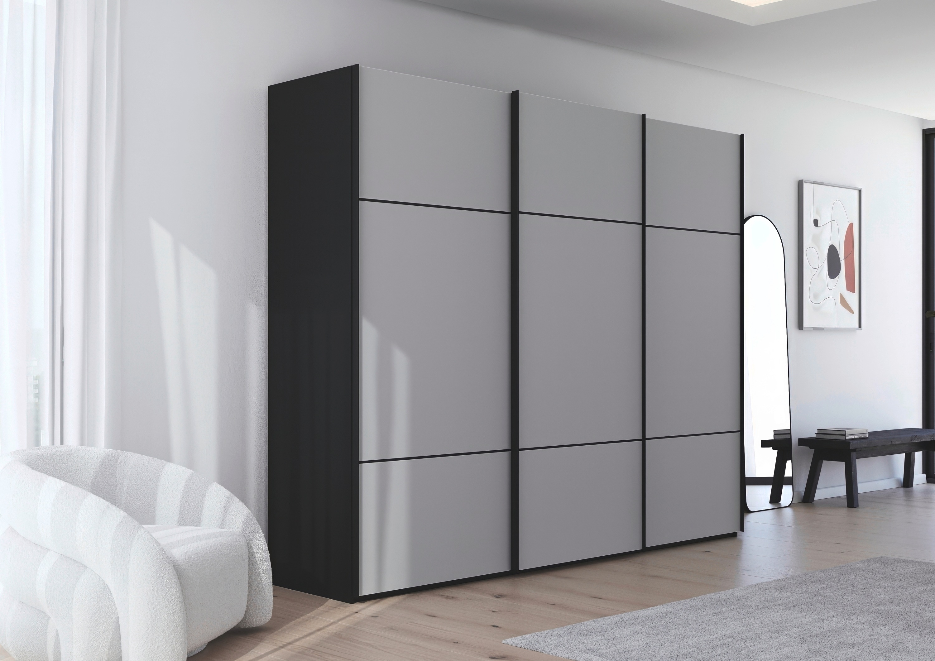 Thumbnail - rauch Schwebetürenschrank "Kleiderschrank Schrank Garderobe Schlafzimmerschrank SCALE-TRIO" edle dreigeteilte Front mit ...