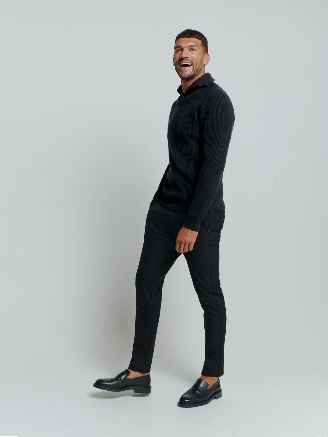 NO EXCESS Rollkragenpullover »No Excess Pullover mit halbem Reißverschluss und Wolle«