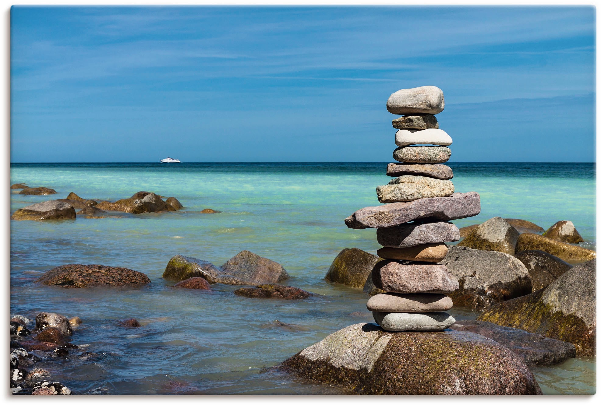 versch. an (1 bestellen Leinwandbild, als St.), | Küste Alubild, BAUR Ostsee«, Größen der in Artland Wandaufkleber oder Poster der Wandbild Gewässer, »Steine