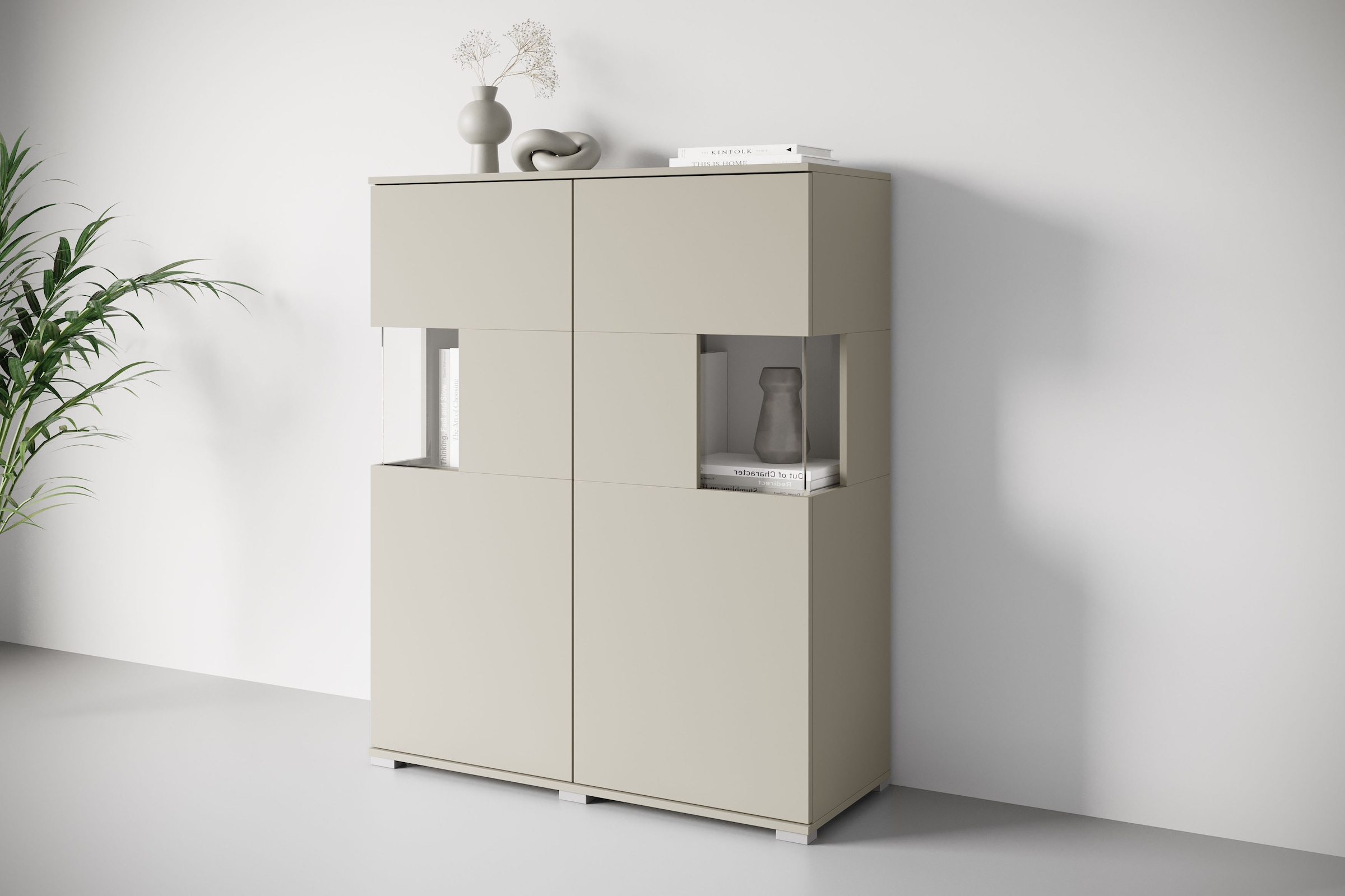 INOSIGN Highboard »Kenia«, (1 St.), Modernes Highboard mit Glastüren, Breite 100 cm