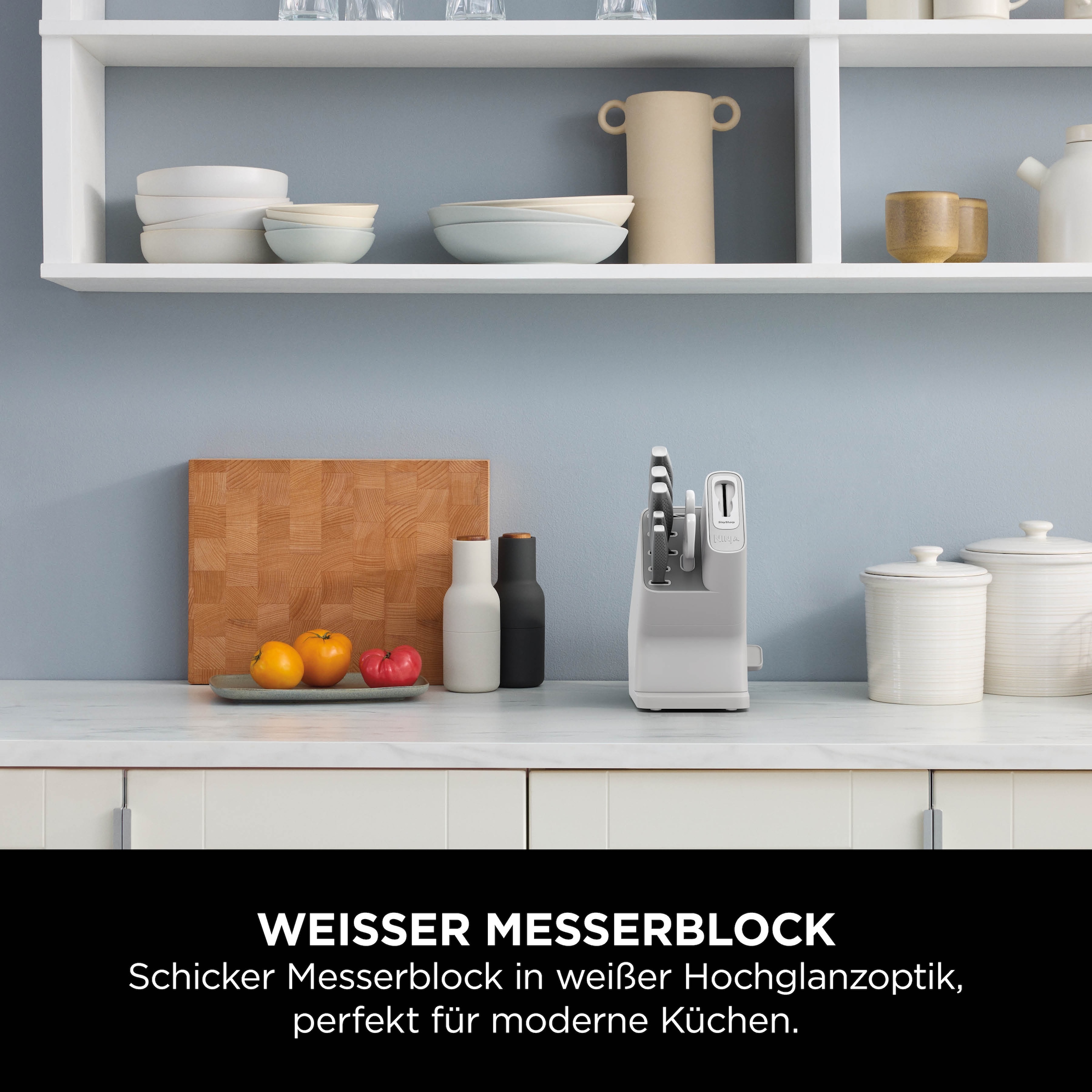 NINJA Messerblock »Ninja StaySharp Messerblock mit integriertem Schleifer K62006EUWH«, 7 tlg., rostfreier deutscher Edelstahl, Erl-Design, integrierter Schleifer