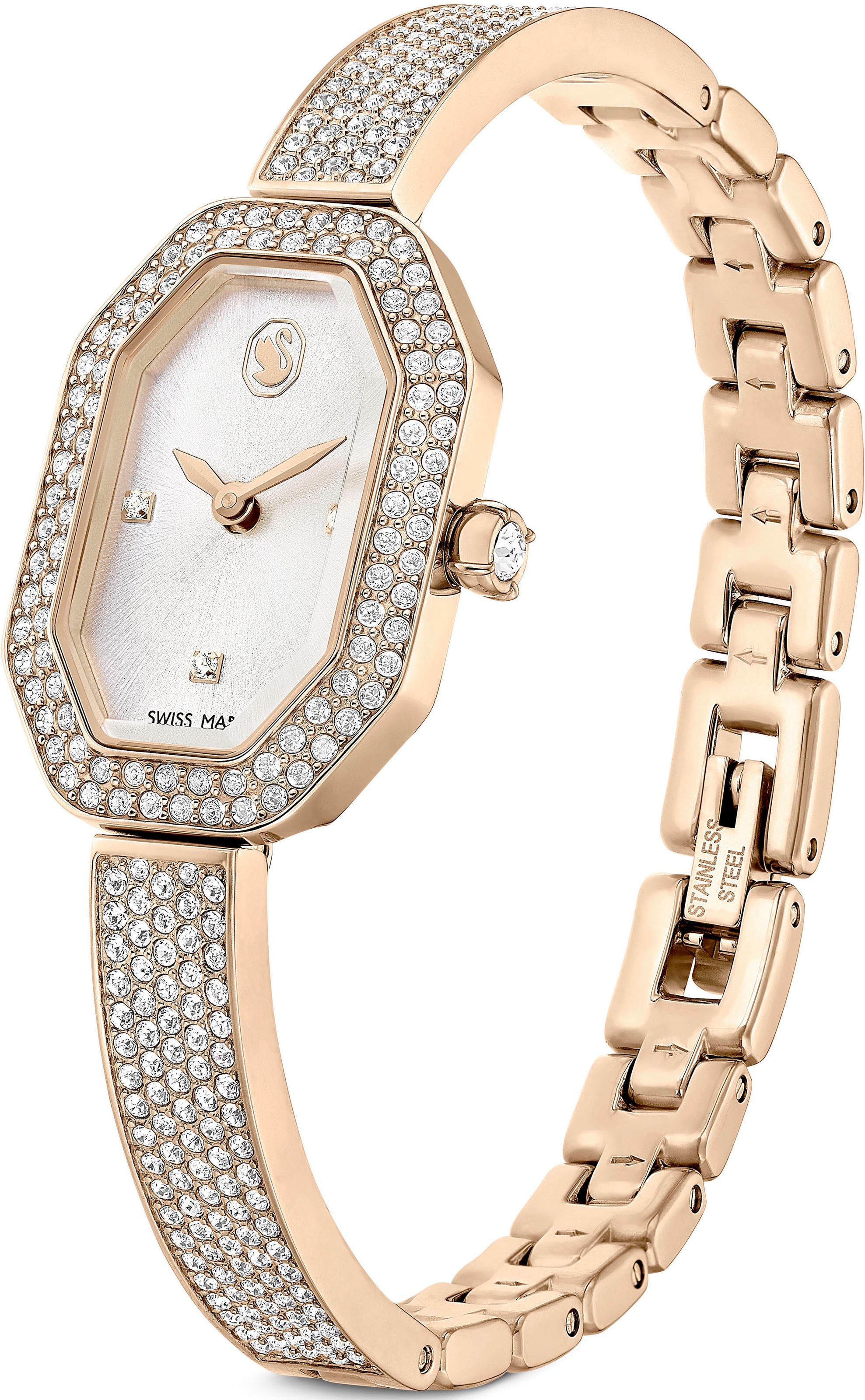 Swarovski Quarzuhr »DEXTERA BANGLE«, Armbanduhr, Damenuhr, Swarovski-Kristalle, Swiss Made