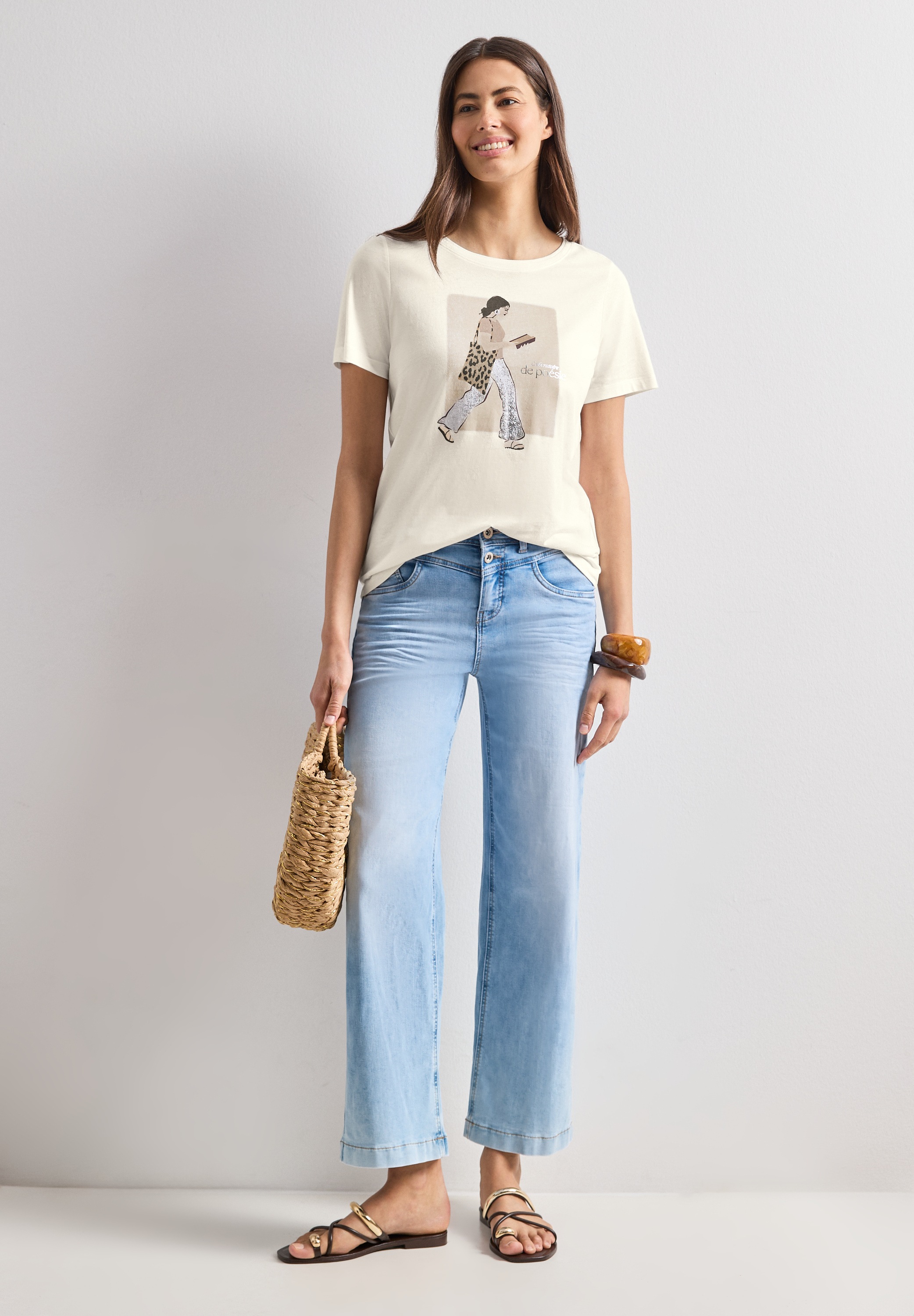 STREET ONE Print-Shirt aus softem Materialmix