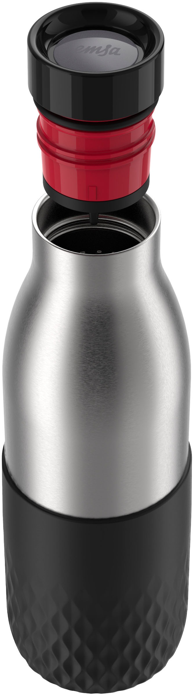 Emsa Trinkflasche "Bludrop Sleeve" Edelstahl/Silikon, Quick-Press, 12h warm günstig online kaufen