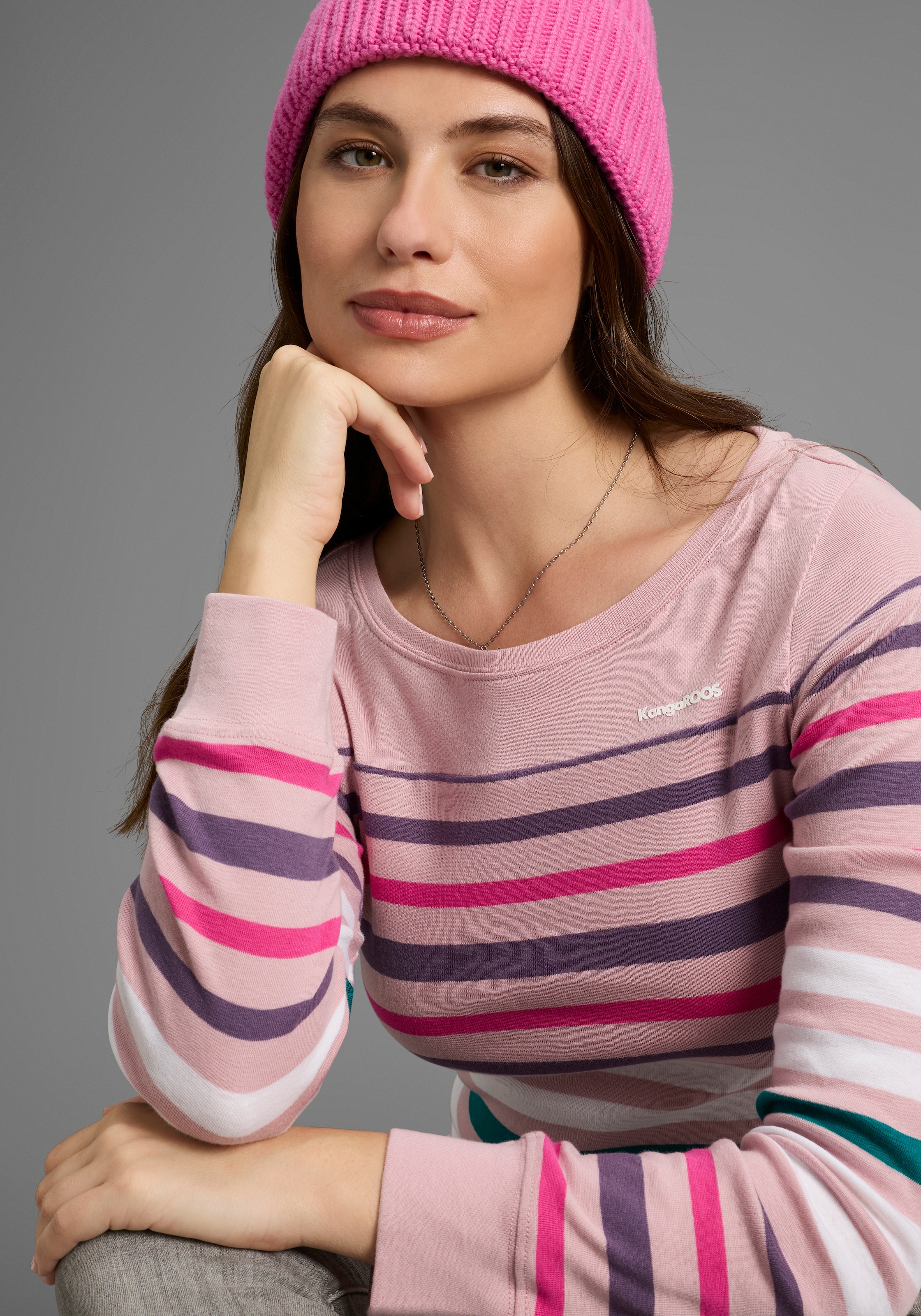 KangaROOS Langarmshirt, körpernahe Passform, unifarben, sportlicher Look, a günstig online kaufen