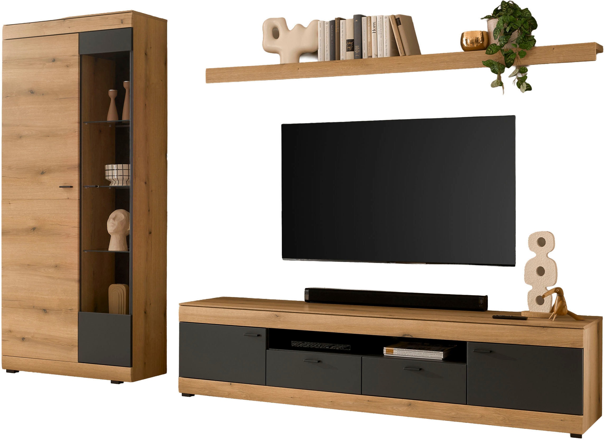 Home affaire Wohnwand "Soleto, zeitlose Anbauwand, Komplettset im modernen Stil" Komplett-Set, 3 Stk. tlg.