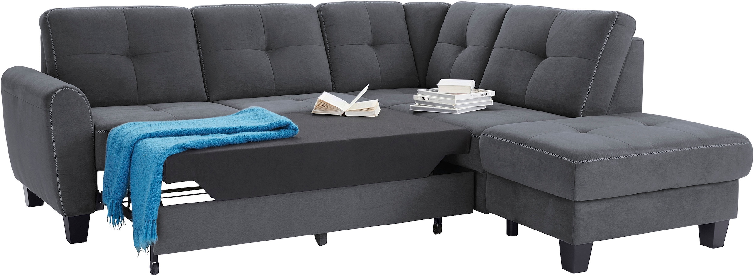 sit&more Ecksofa »Varese L-Form«, mit Federkern, wahlweise mit Bettfunktion und Stauraum