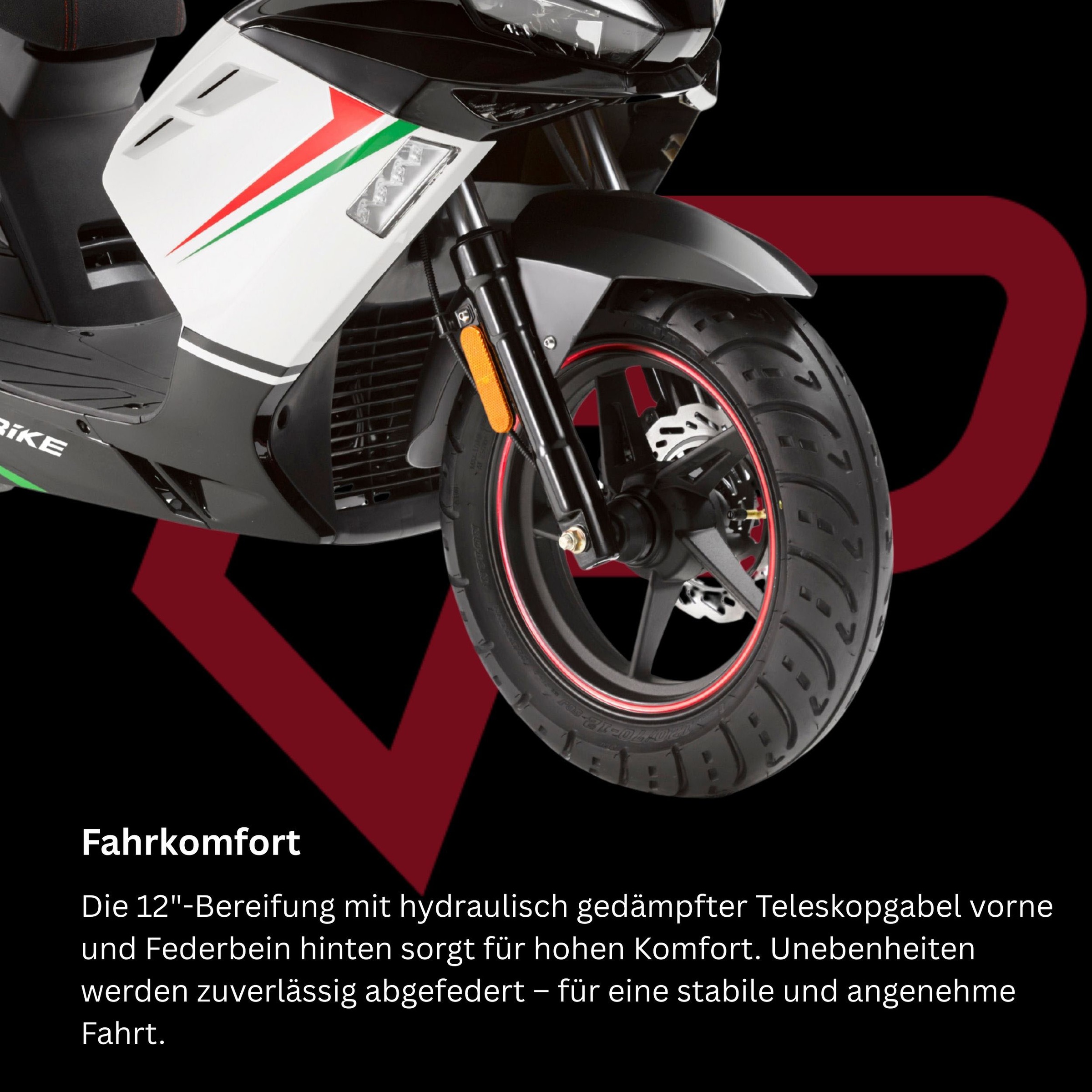 PRIKE Motorroller »PRIKE P19 50 Sport, E5 (45km/h)« 50 cm³ 45 km/h Euro 5 3,1 Kraftstoffeinspritzung (EFI), 12" Bereifung, LED Beleuchtung, 3,1 PS