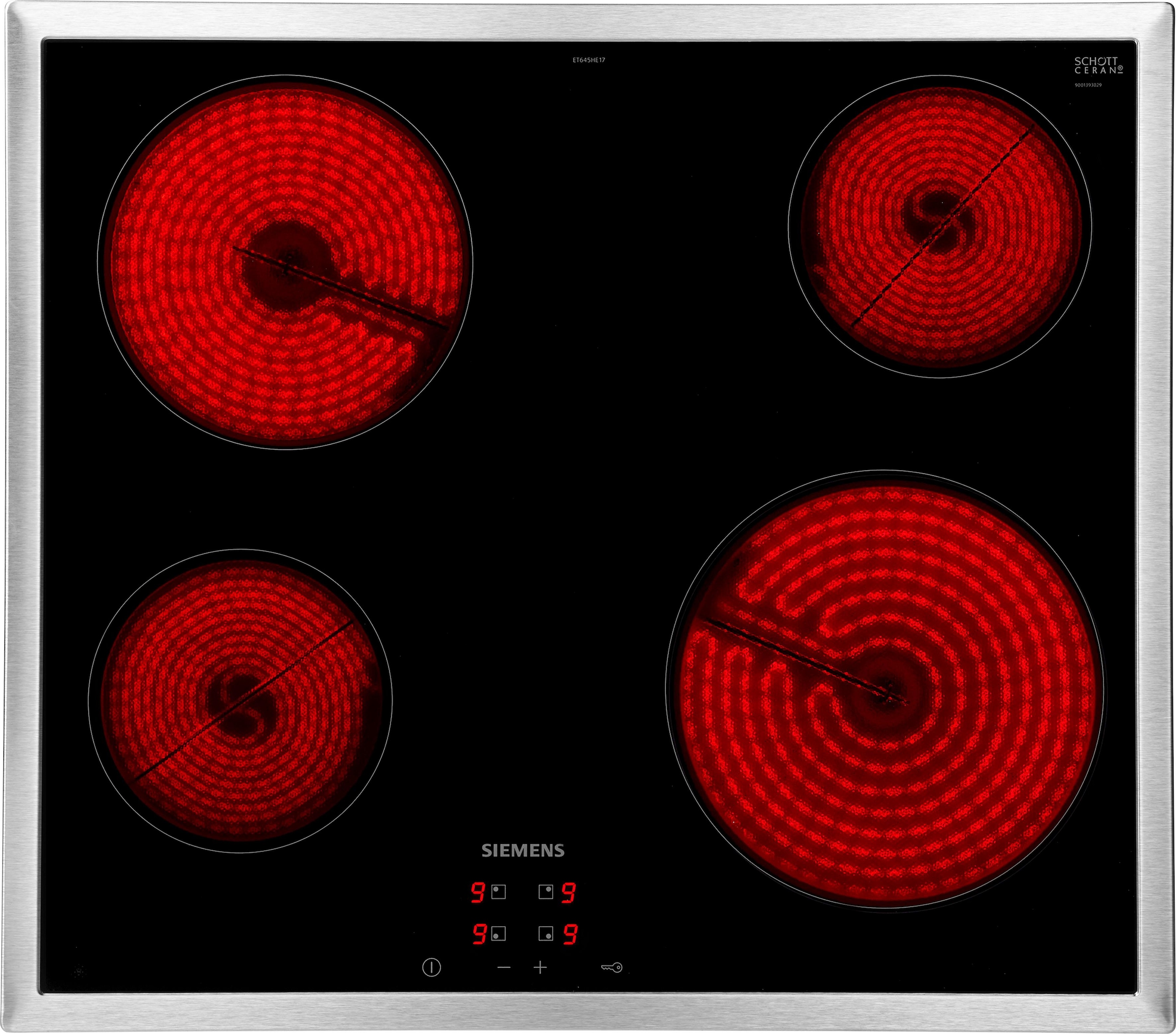 SIEMENS Elektro-Kochfeld von SCHOTT CERAN®, ET645HE17, mit Funktionsdisplay