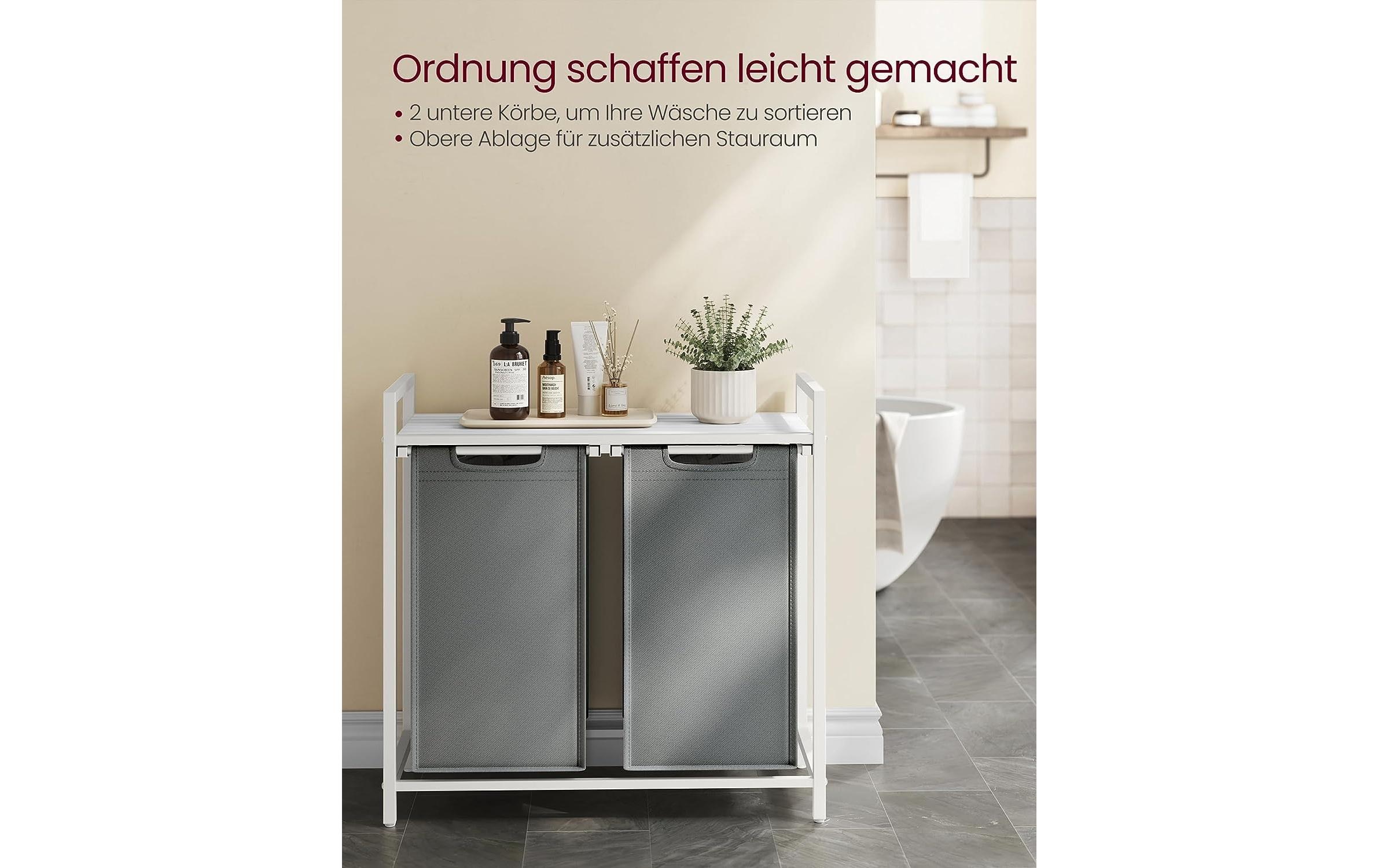 VASAGLE Wäschekorb »mit Ablage 2 x 46 l, Grau/Weiss«