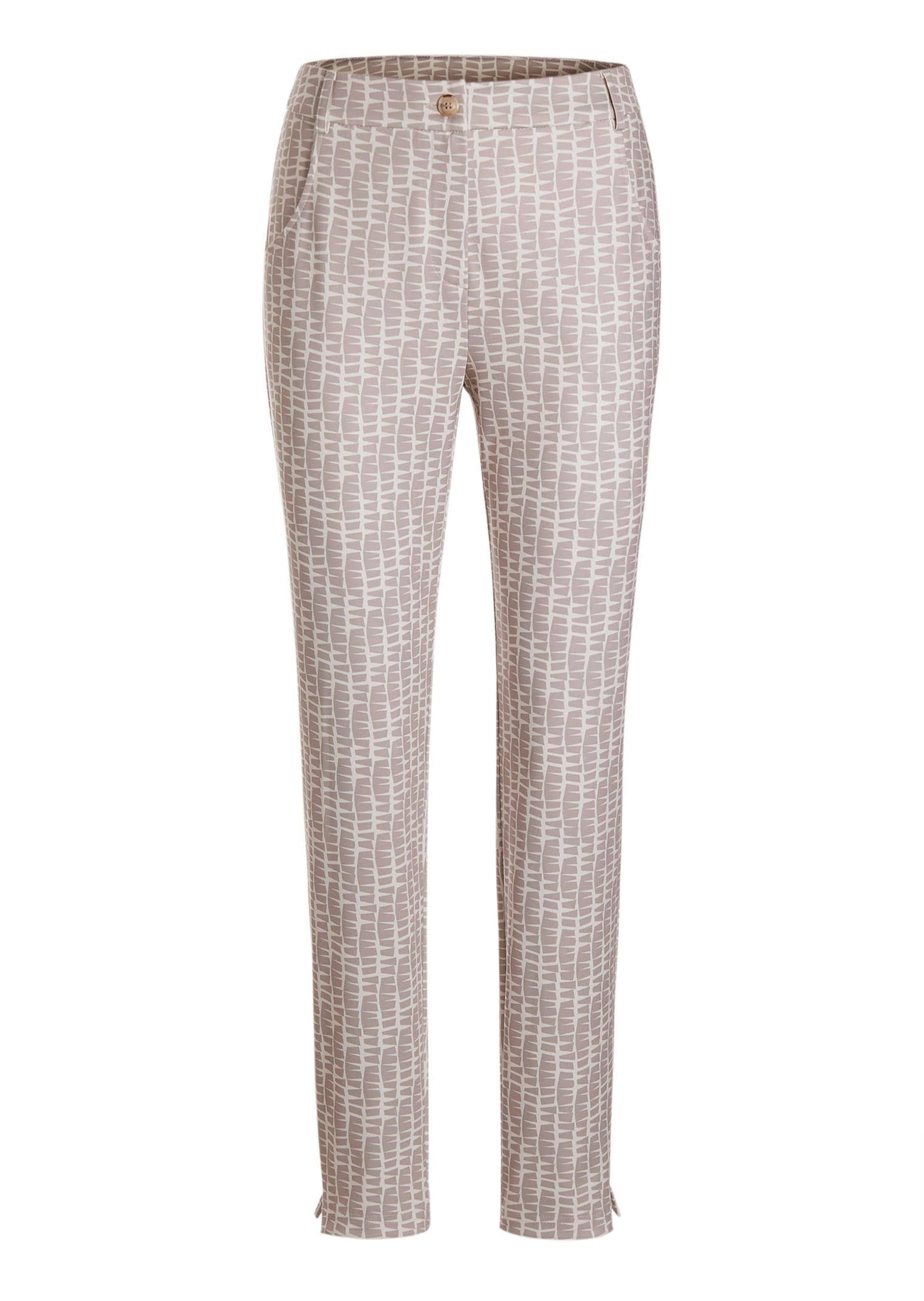 GOLDNER Stoffhose "Kurzgröße Jerseyhose BELLA mit Print" Knopf in Hornoptik