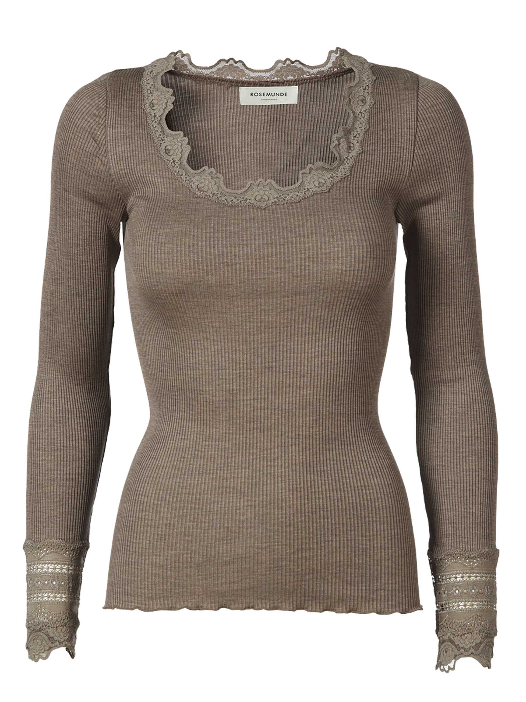 rosemunde Langarmshirt "Benita Silk Blouse mit Seide" Langarm, mit Spitze, feminin, bequem, Seiden- Baumwollmischung