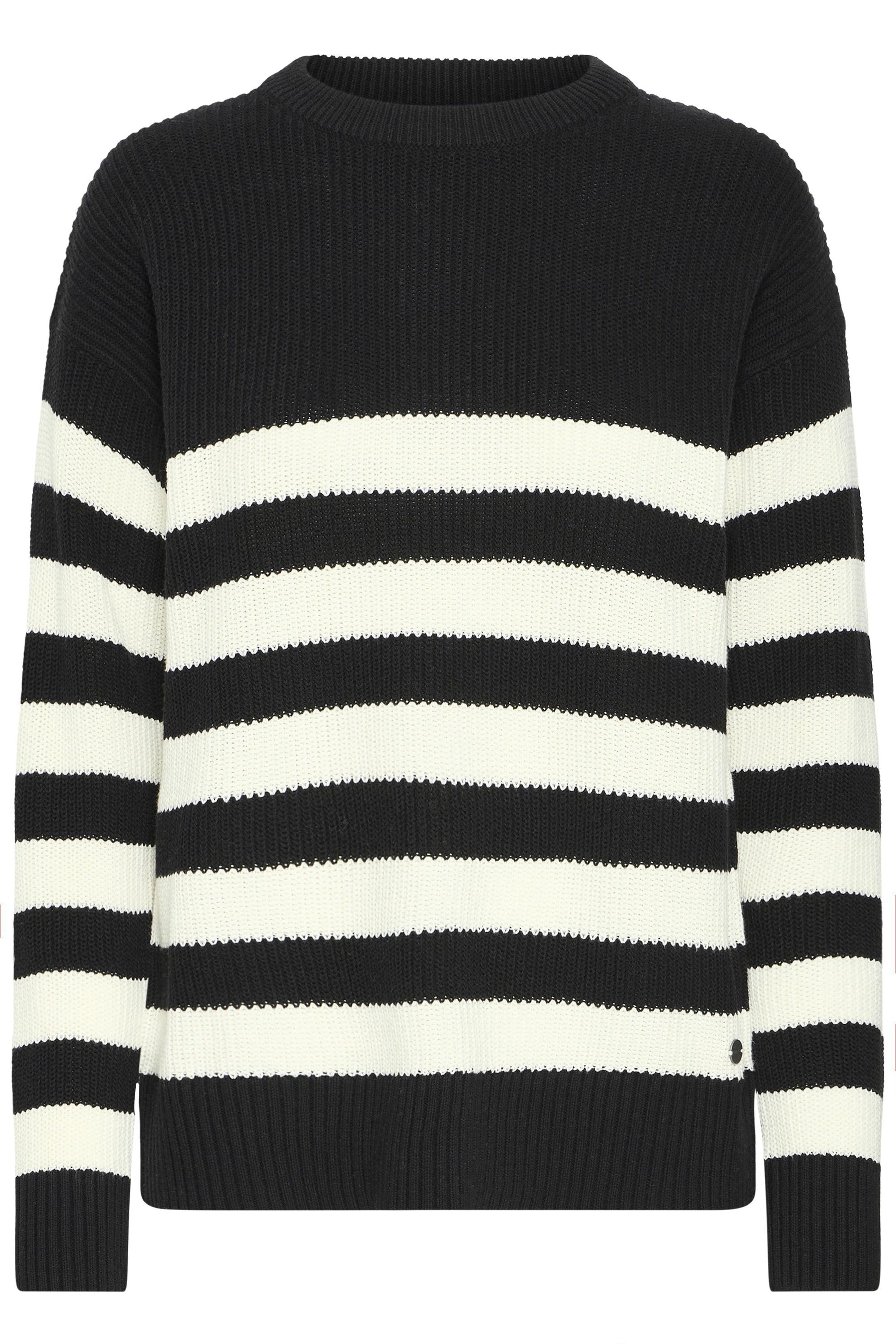 OXMO Damen Strickfleece-Pullover "Strickpullover OXKAVINA", schwarz, Gr. M, Obermaterial: 70% Baumwolle CO recyc.. 30% Polyester Pol. recyc..,