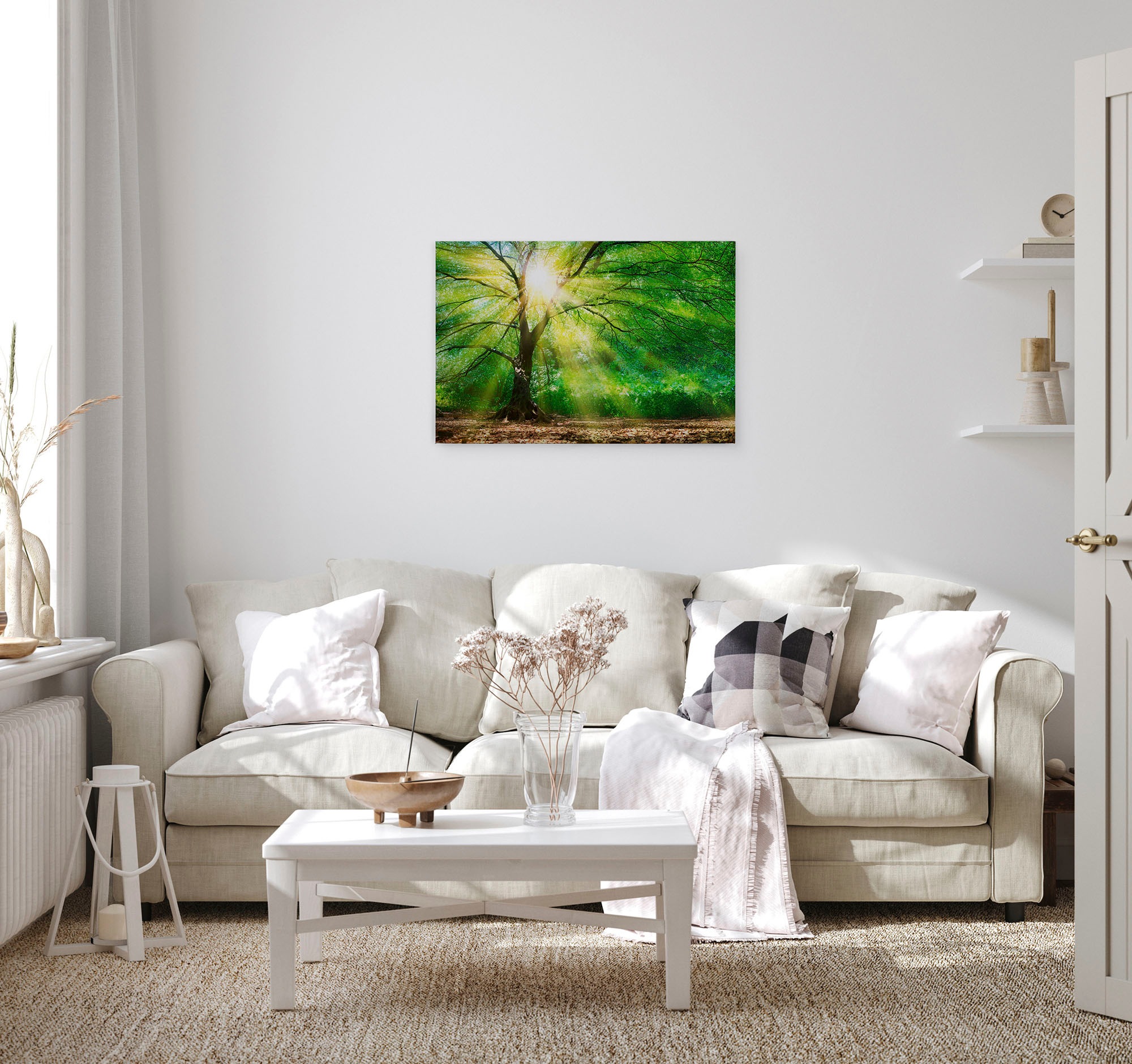 A.S. Création Leinwandbild »Forest Light«, Kunst-Wald-Kinder, (1 St.), Sonnenlicht Baumkrone Keilrahmen Natur Leinwand-Bild Wohnzimmer modern