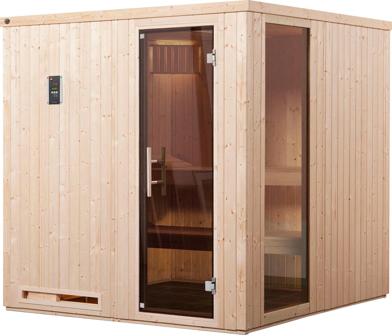 WEKA Sauna "Halmstad", Bio-Ofen, externe Steuerung, 7,5 kW, beige, Saunen, 7,5 kW Bio-Ofen mit digitaler Steuerung
