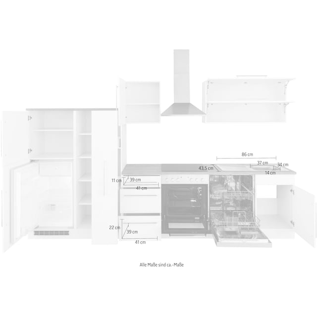 HELD MÖBEL Küchenzeile »Samos«, mit E-Geräten, Breite 340 cm kaufen | BAUR | Spülenschränke