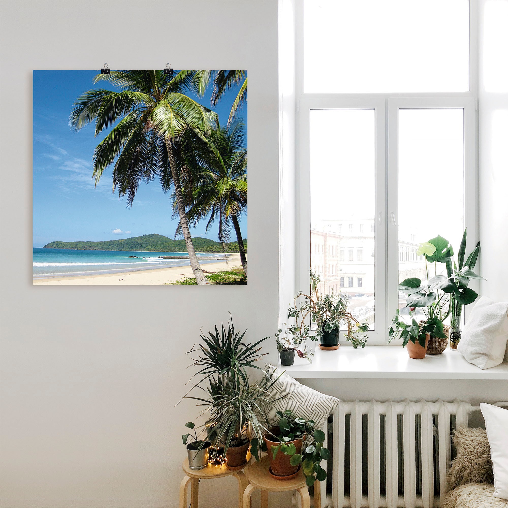 Artland Wandbild »Strand mit Palmen«, Strandbilder, (1 St.), als Alubild, Outdoorbild, Leinwandbild, Poster, Wandaufkleber