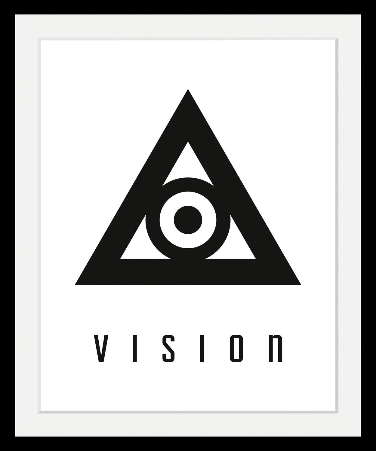 queence Bild »Vision« Motivationsbilder | Schriftzug | Schriftzüge | Schwarz-Weiß HD Premium Poster-Druck inkl. Holzrahmen