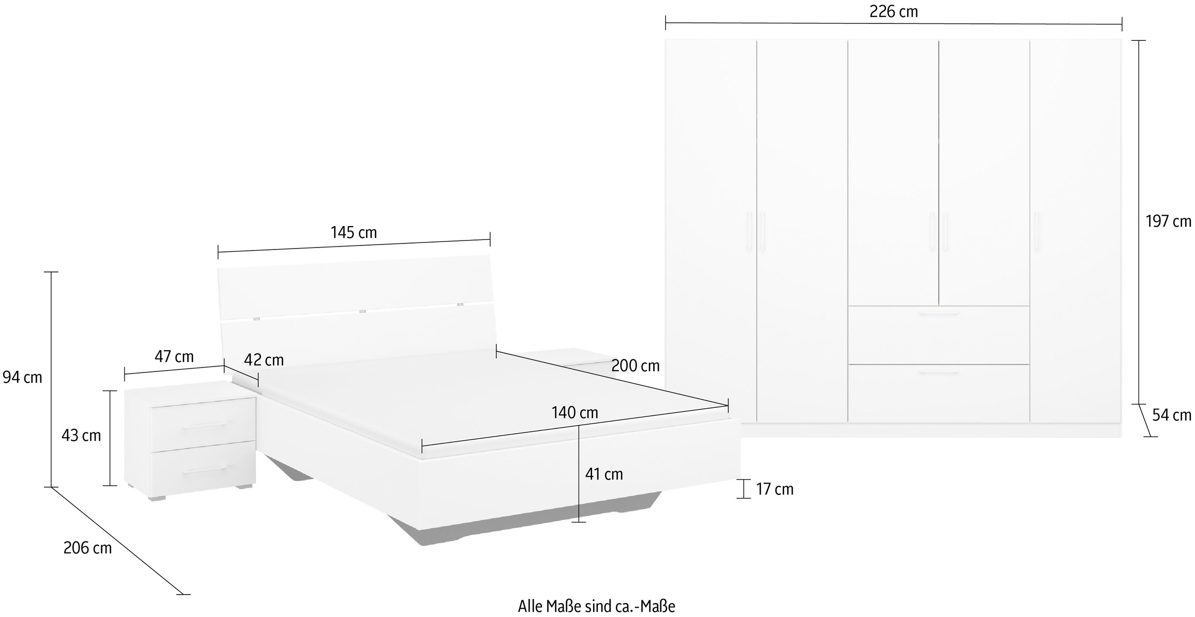 INOSIGN BY RAUCH Schlafzimmer-Set »Komplettschlafzimmer Schlafzimmer Challenger (Set 4-teilig)«, Schrank 2 Breiten, Bett 3 Breiten, 2 Nachttische MADE IN GERMANY