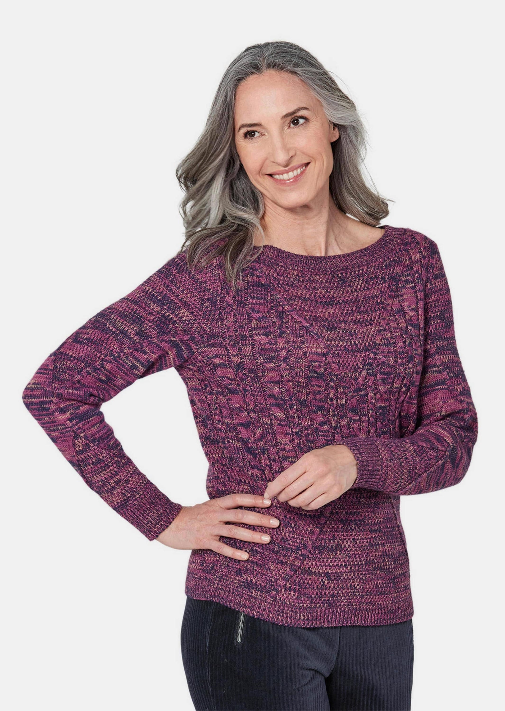 GOLDNER Rundhalspullover »Strickpullover Strickpullover mit Zopfstrick«