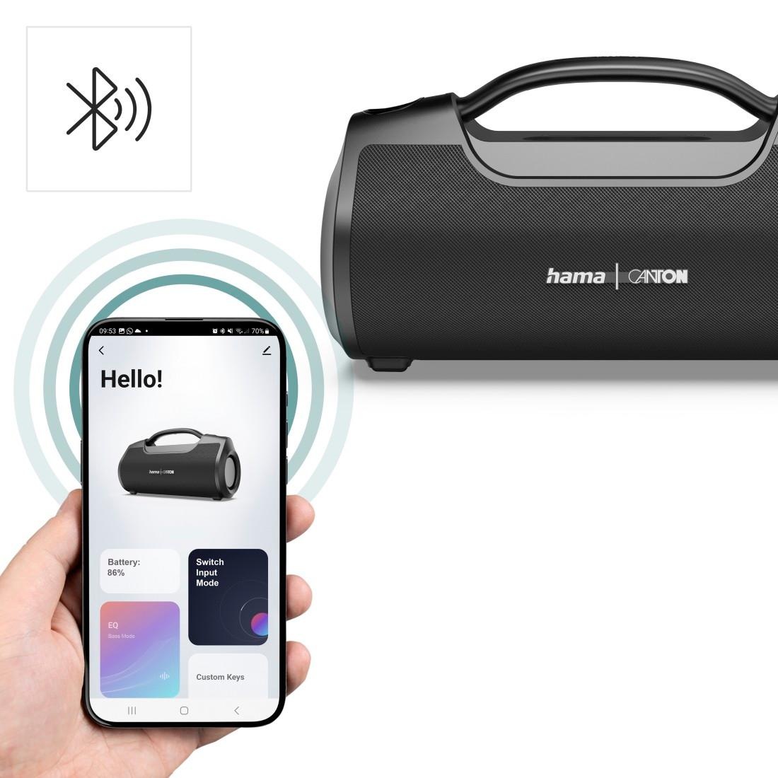 Hama Bluetooth-Lautsprecher »Bluetooth-Lautsprecher 60W (App, Party Box wasserfest IPX6, PowerPack)« (A2DP Bluetooth App-Steuerung | Kabellos | Powerbank ) Outdoor, tragbar, App-Steuerung, kabellos, Ladefunktion