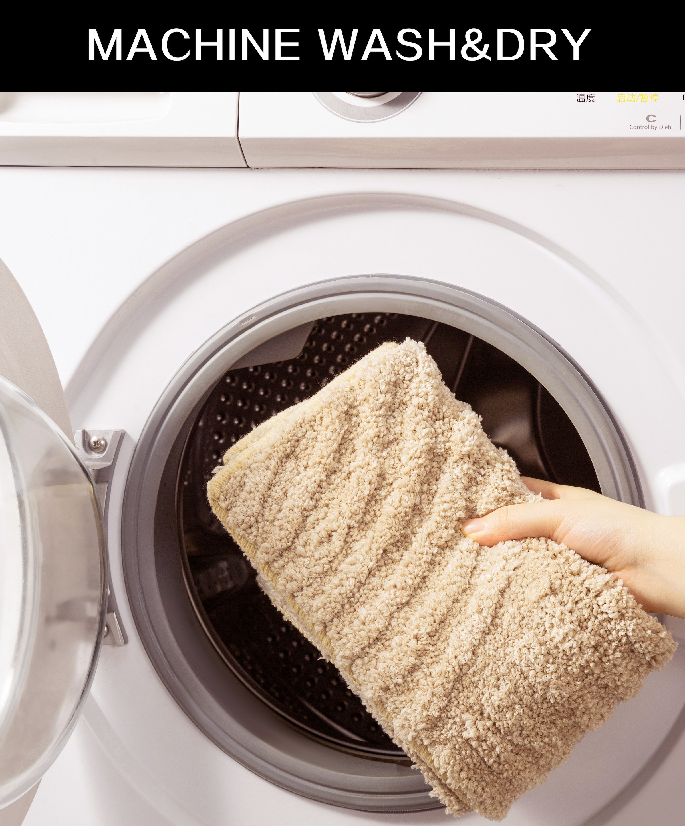 my home Badematte »Ognon, Scandi, Boho, modernes Muster«, rutschhemmend beschichtet, fußbodenheizungsgeeignet-schnell trocknend-strapazierfähig, Badteppich, Uni Farben, Hoch-Tief-Effekt