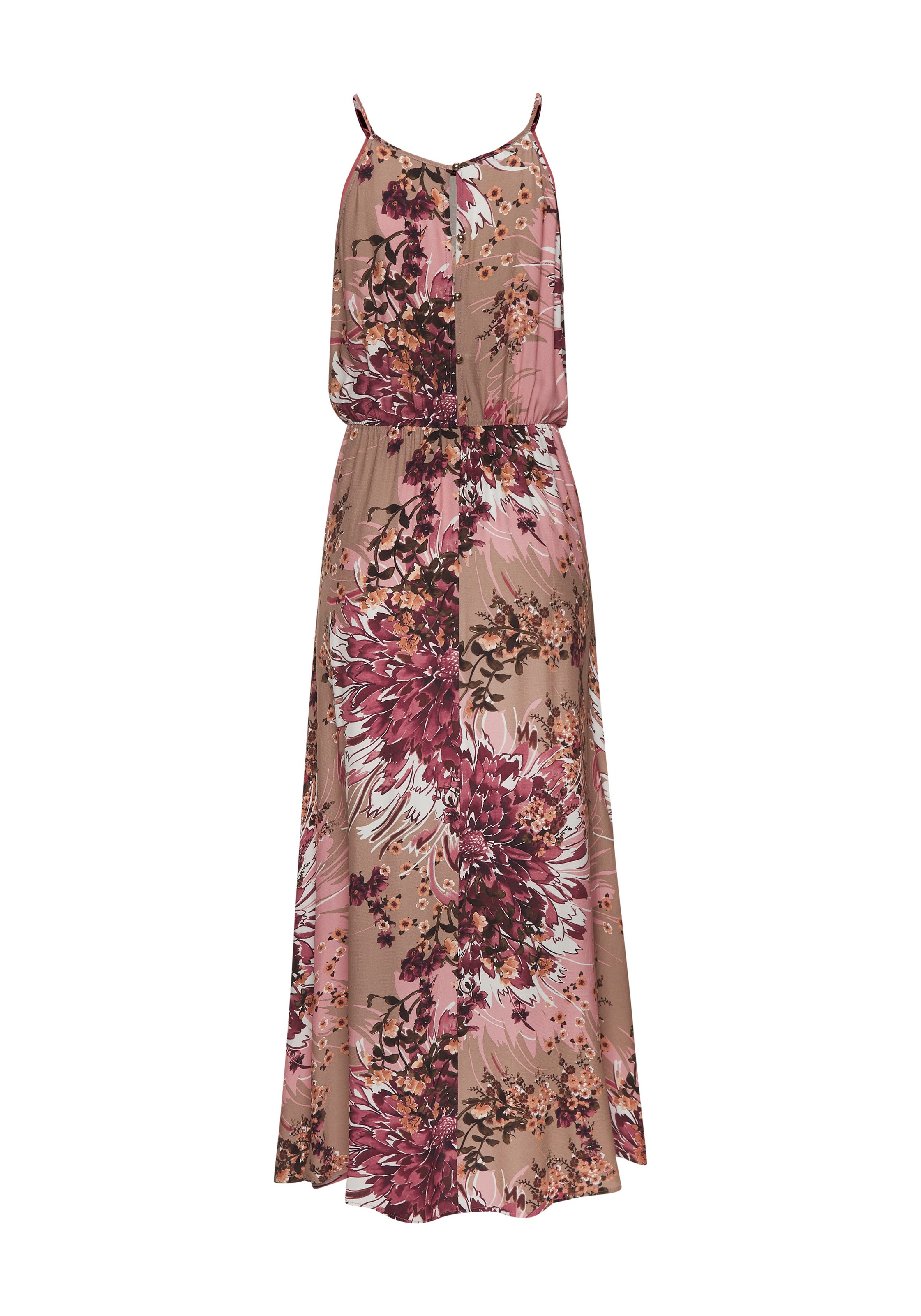 Maxikleid LASCANA, Damen, Gr. 42, N-Gr, bunt (taupe, beere bedruckt), Web, Obermaterial: 100% Viskose, bedruckt, figurumspielend bodenlang, amerikanischer Ausschnitt, Kleider Maxikleid, mit Alloverdruck, luftiges Sommerkleid, Strandkleid 3