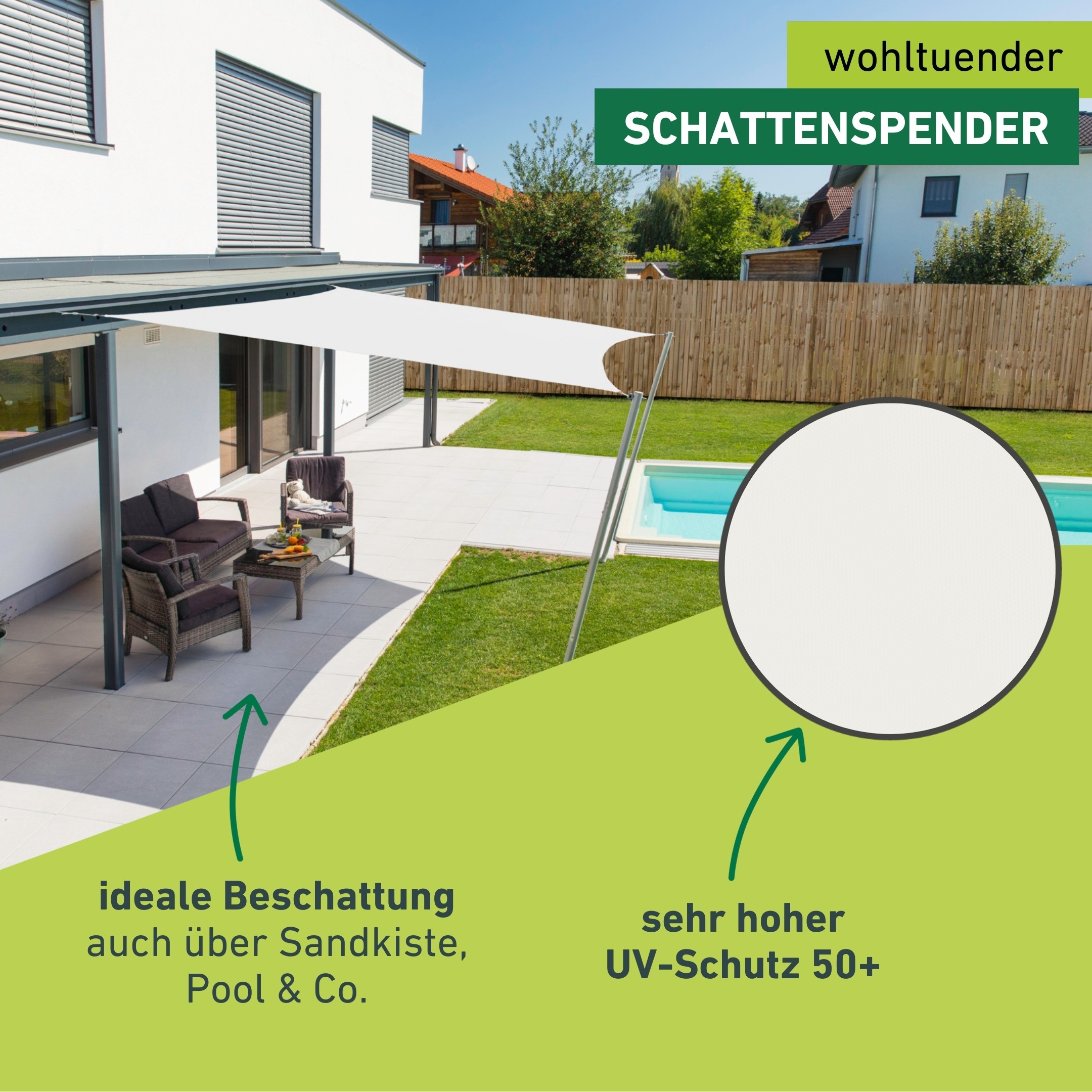 Windhager Sonnensegel »Cannes, Quadrat Segel zur Beschattung von Garten, Terrasse, Balkon« Sonnenschutz 4 x 4 m, erhältlich in anthrazit, grau, taupe oder weiß