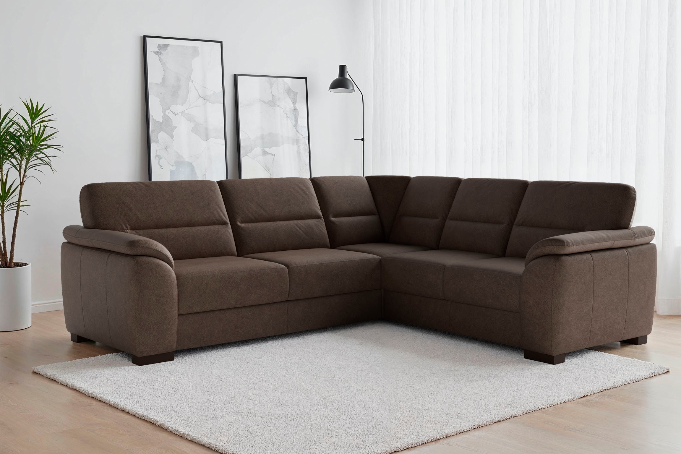 Ecksofa SIT & MORE, B:255cm H:88cm T:225cm, braun, 100% Polyester, Wohnzimmer, Sofas, "Montego L-Form, B: 256 cm, große Stoffauswahl, Komfortsitzhöhe