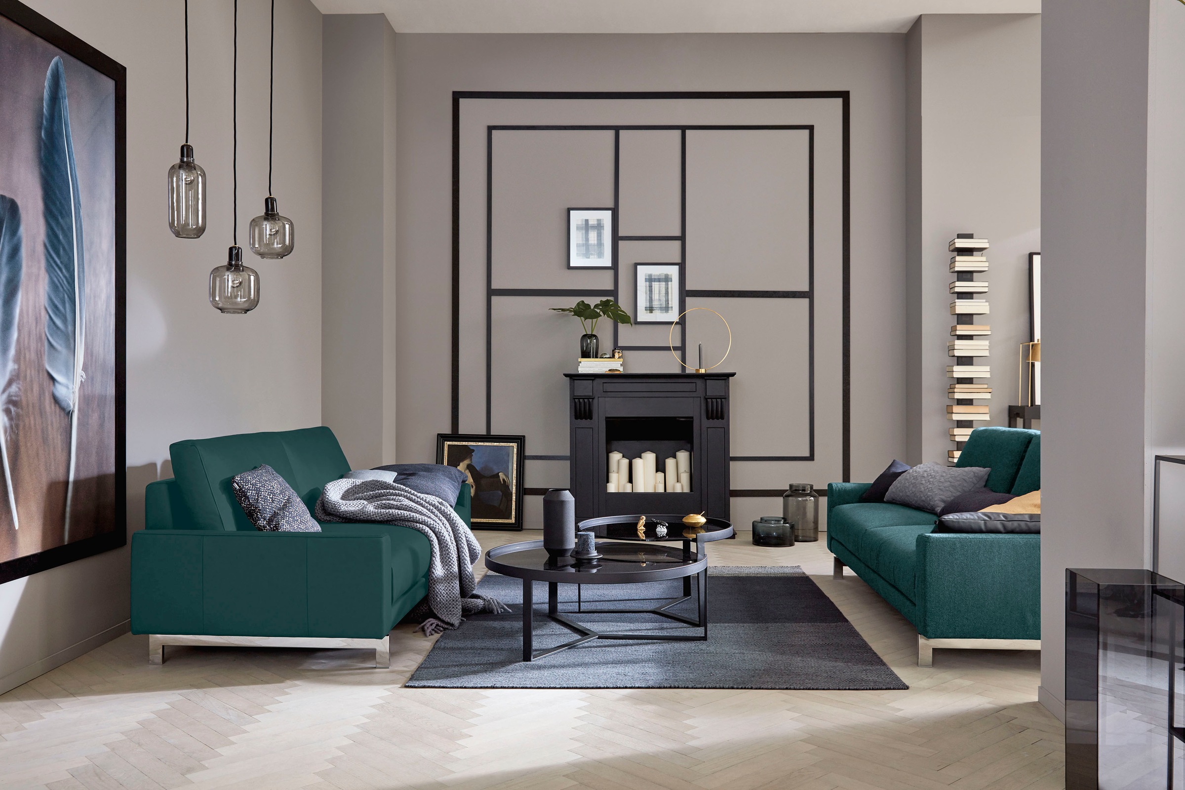 hülsta sofa 2-Sitzer »hs.450«, Armlehne niedrig, Fuß chromfarben glänzend, Breite 164 cm