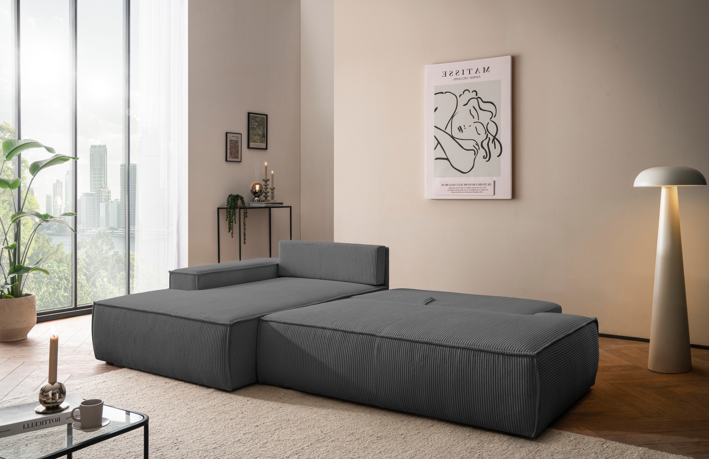Home affaire Ecksofa "SHERWOOD, Schlafsofa in L-Form offen (275cm), Cord, L günstig online kaufen