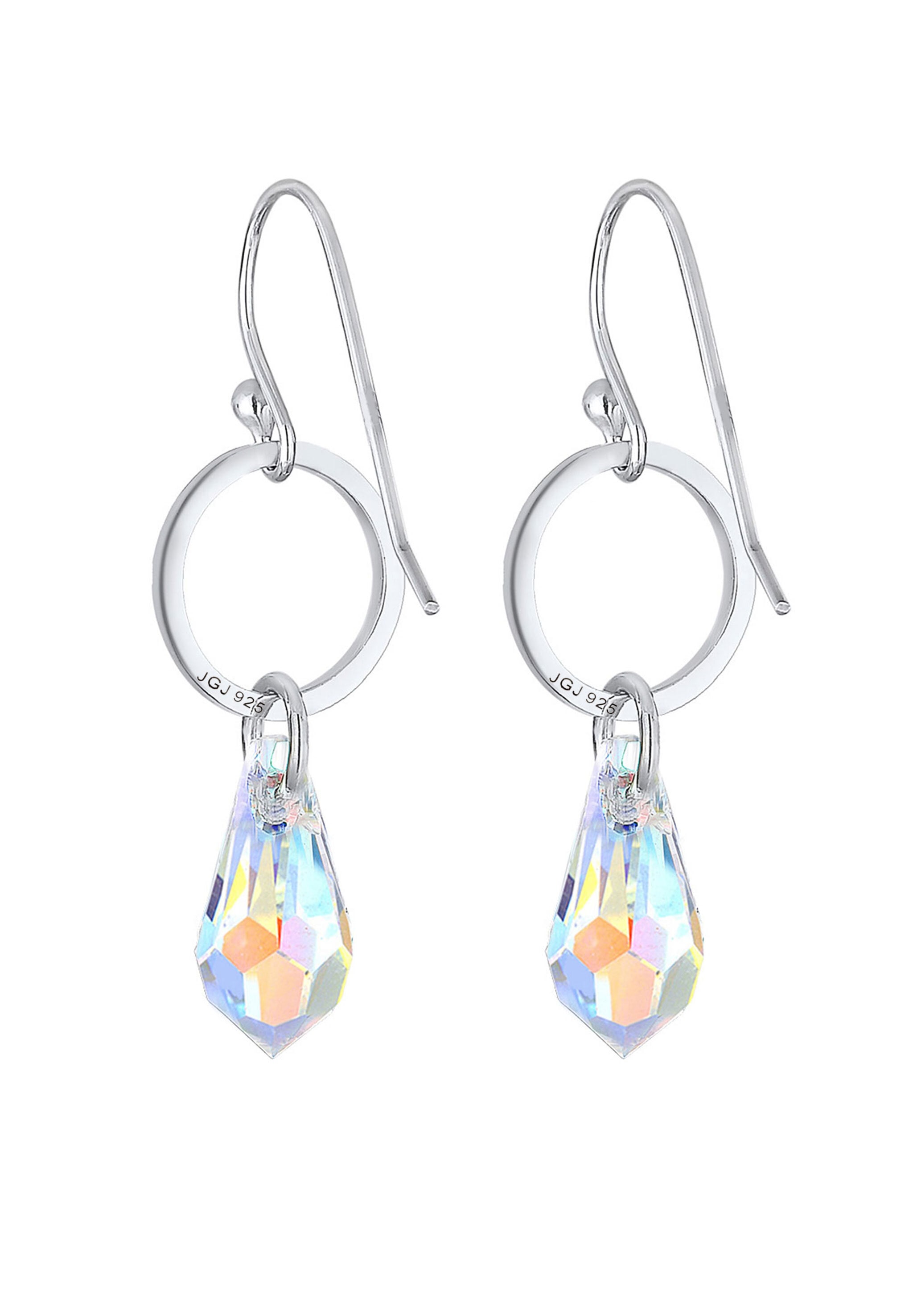 Elli Paar Ohrhänger »Ohrhänger lang Tropfen Glas Kristalle Weiß 925 Sterling Silber«