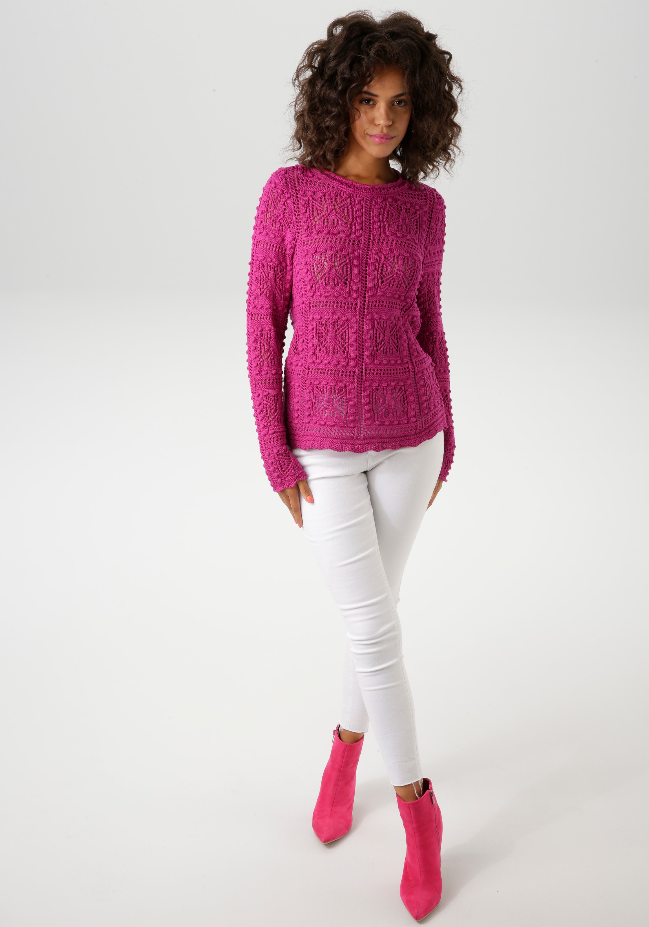 Aniston CASUAL Strickpullover, im attraktiven Ajour-Muster-Mix - NEUE KOLLEKTION