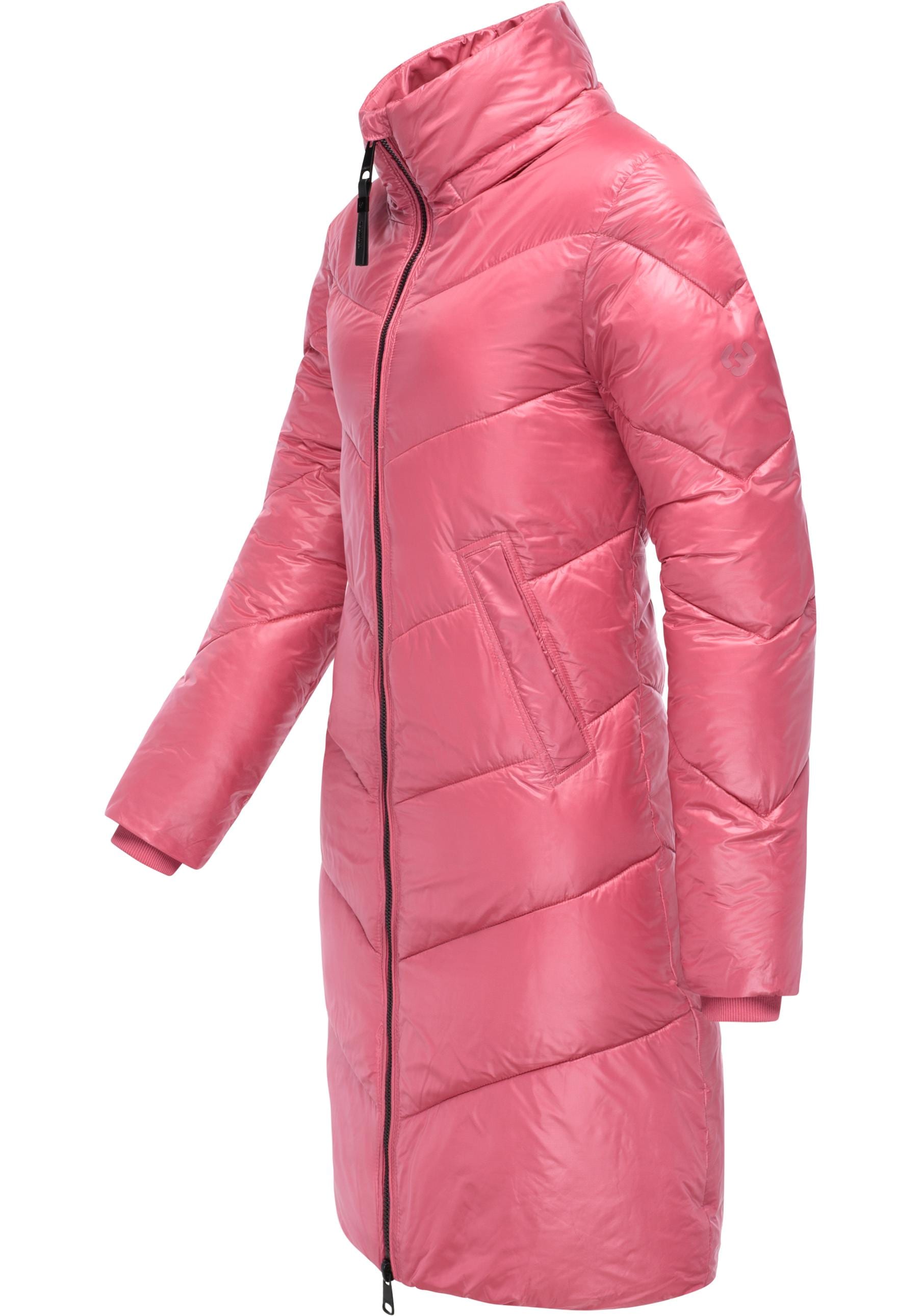 Ragwear Wintermantel »Rebelka Shiny«, Glänzender Winter Steppmantel mit Kapuze