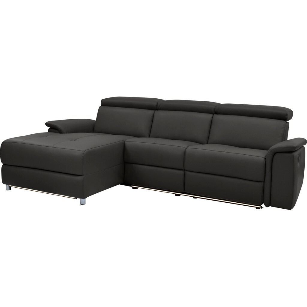 Places of Style Ecksofa »Pareli, L-Form, 259cm,m. Recamiere, Echtleder, Kunstleder, Webstoff«