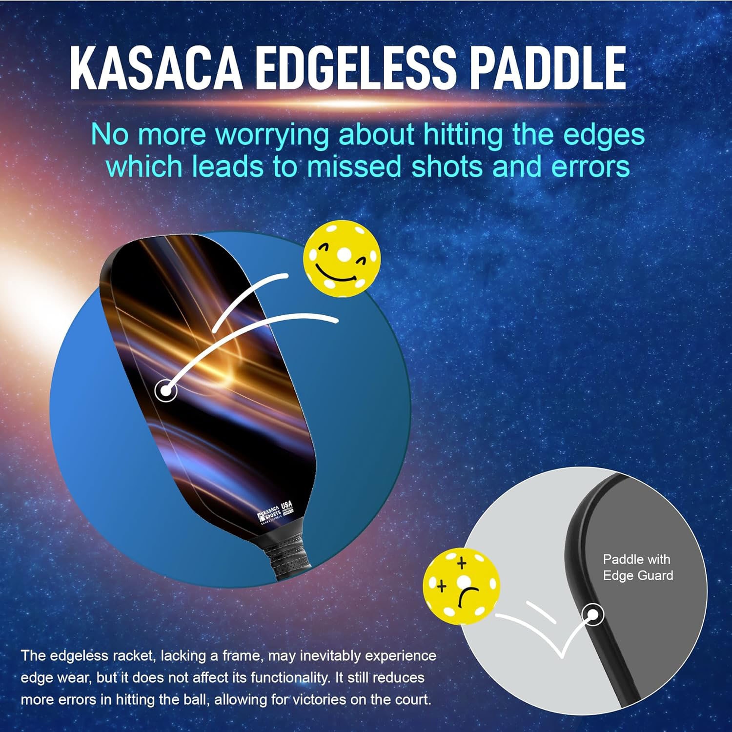 KASACA Pickleballschläger »Pickleball-Schläger Cosmic Ray Carbon«, (Set, 2 tlg., Schläger & Schutzhülle)