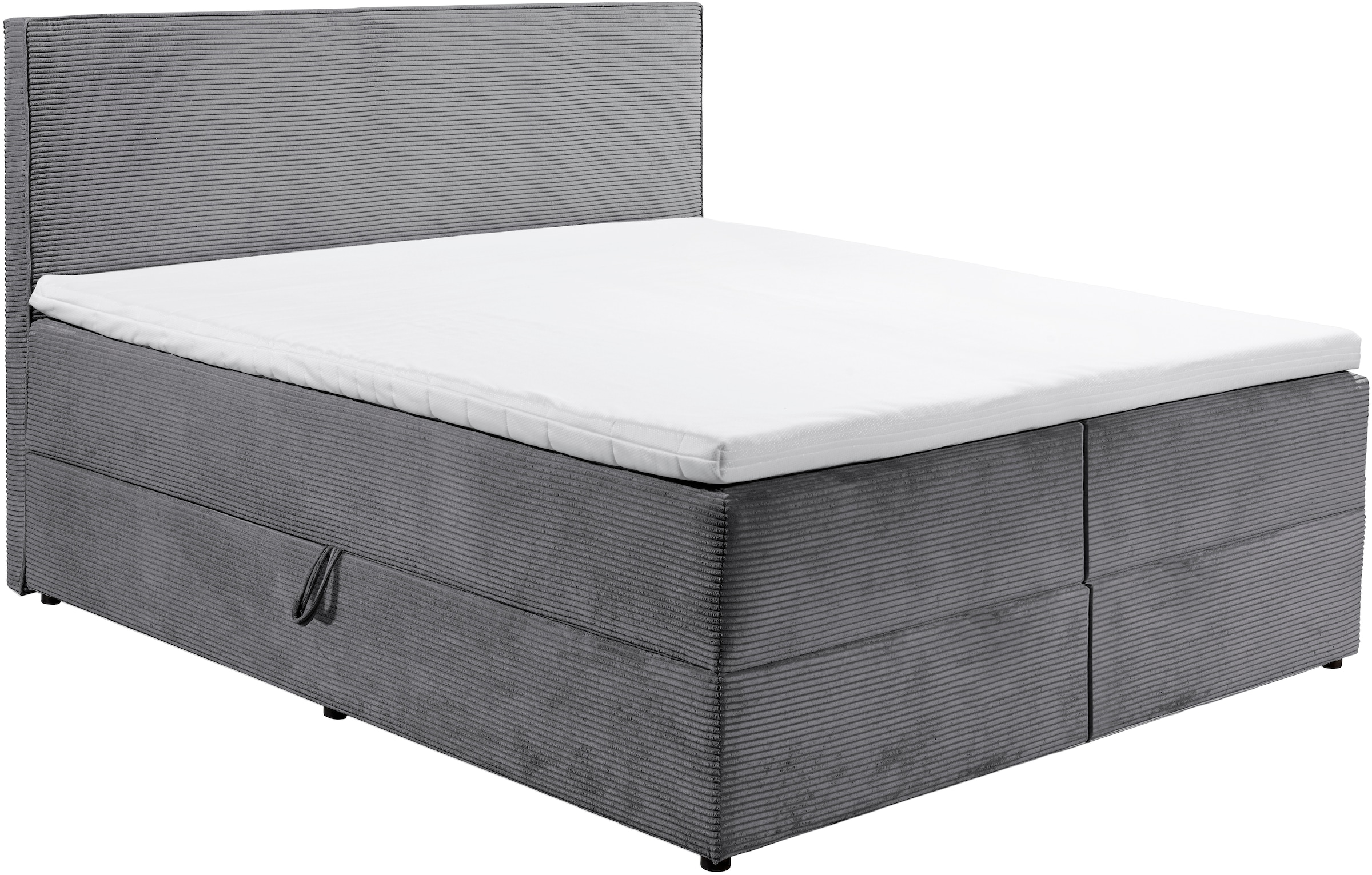 ED EXCITING DESIGN Boxbett »Larnaca«, Bezug aus Cord, inkl. Topper und Bettkasten