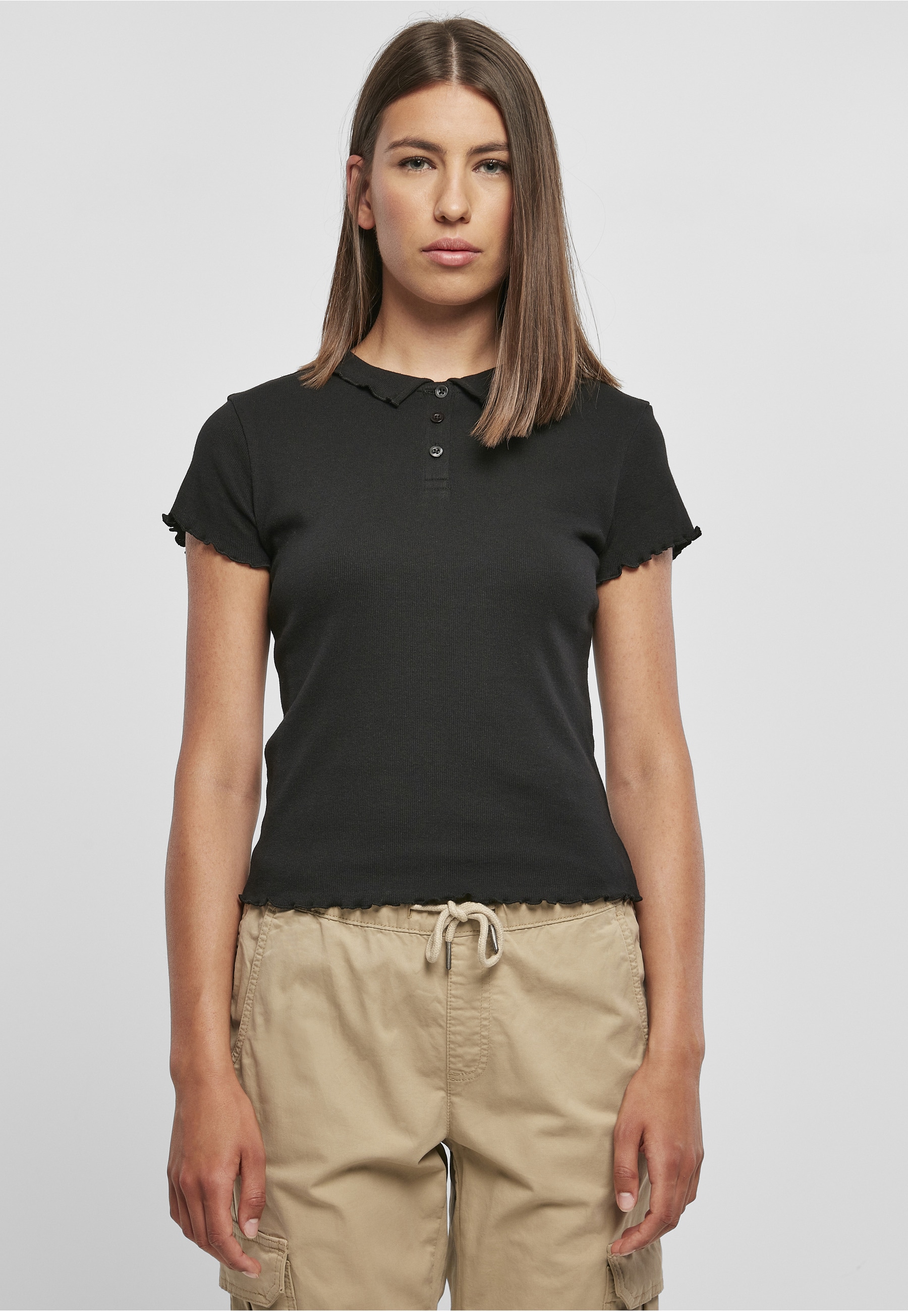 URBAN CLASSICS T-Shirt »Urban Classics Damen Ladies Rib Polo Tee« 1 Stk.