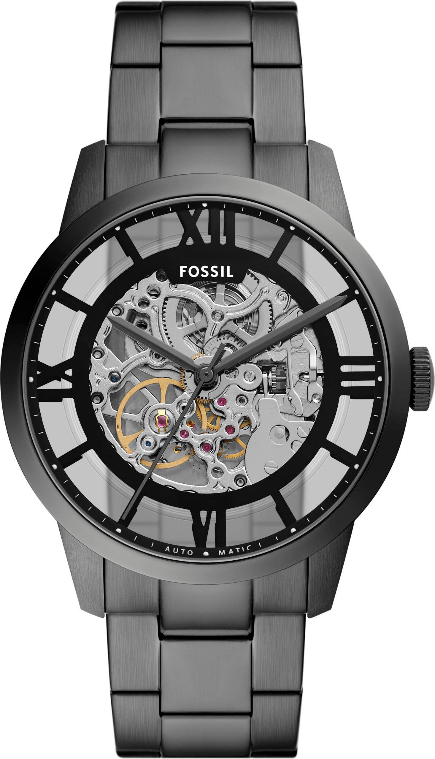 Fossil "TOWNSMAN" Armbanduhr, Herrenuhr, Mechanische Uhr, Edelstahlarmband, analog