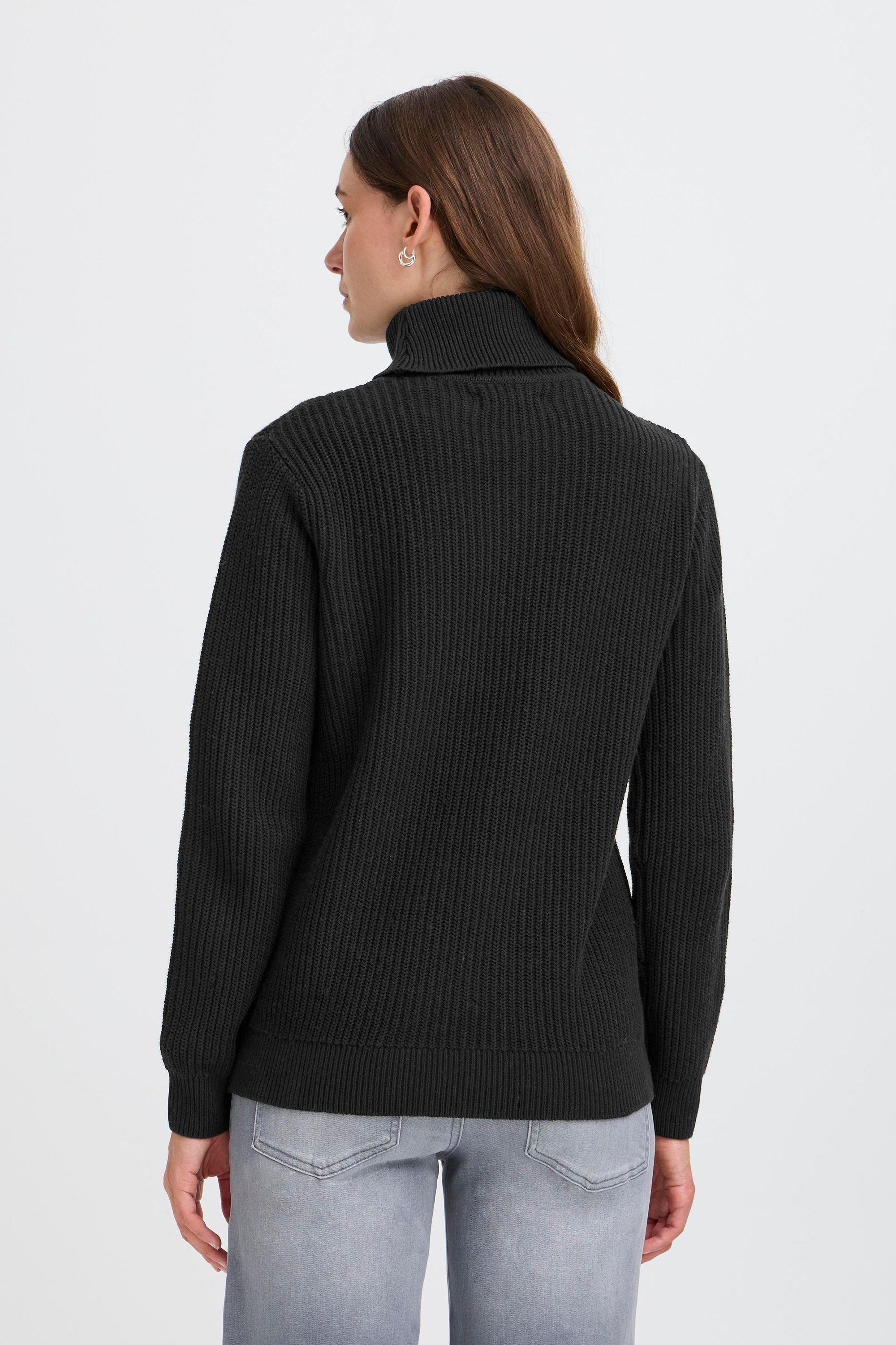 Rollkragenpullover OXMO "Rollkragenpullover OXKimse", Damen, Gr. M, schwarz (true schwarz), Obermaterial: 70% Baumwolle CO recyc.. 30% Polyester Pol. recyc.., Pullover Rollkragenpullover 3