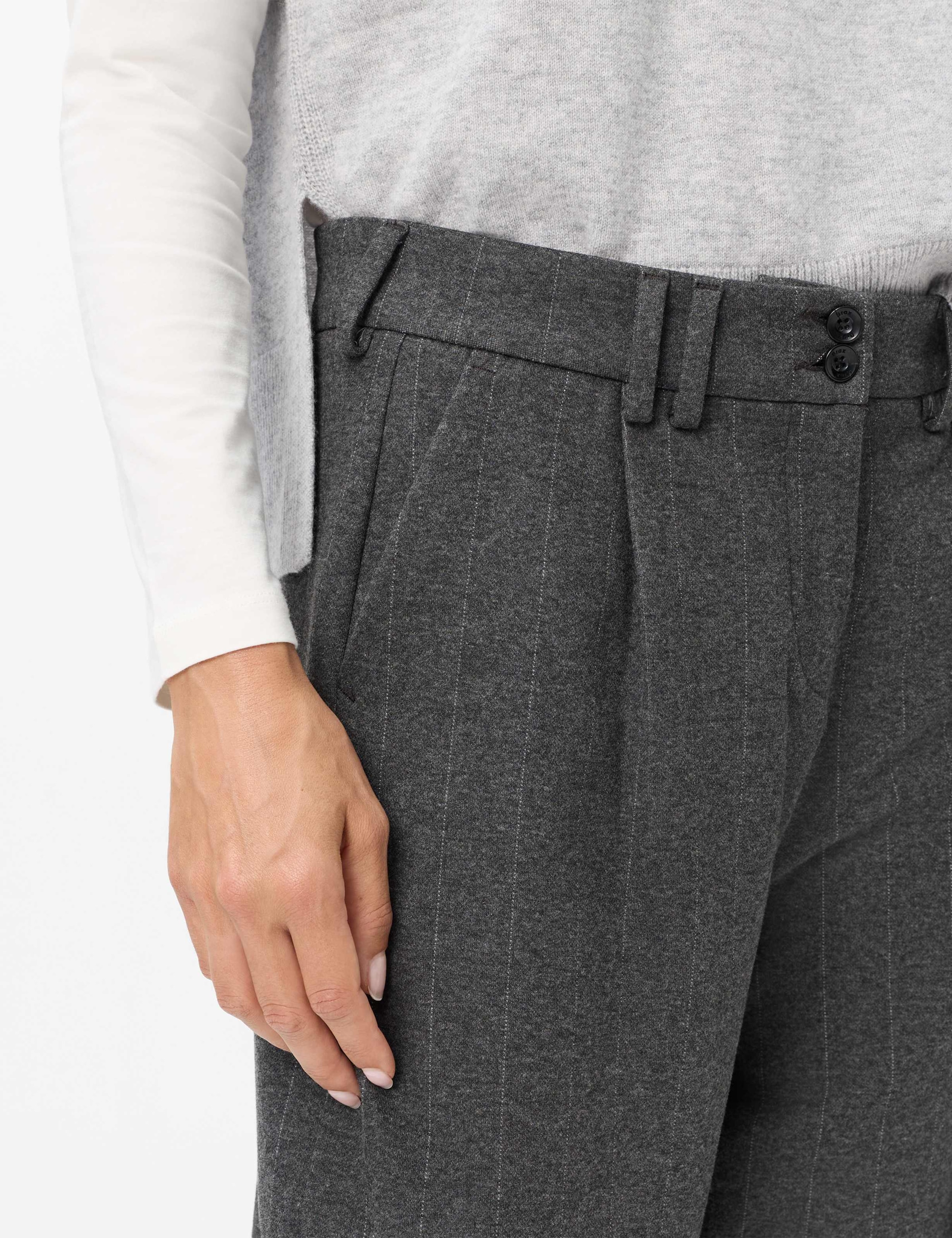 Brax 5-Pocket-Hose »Style MEGAN S«  Wool Look Stripe: Bundfaltenhose im Barrel Fit