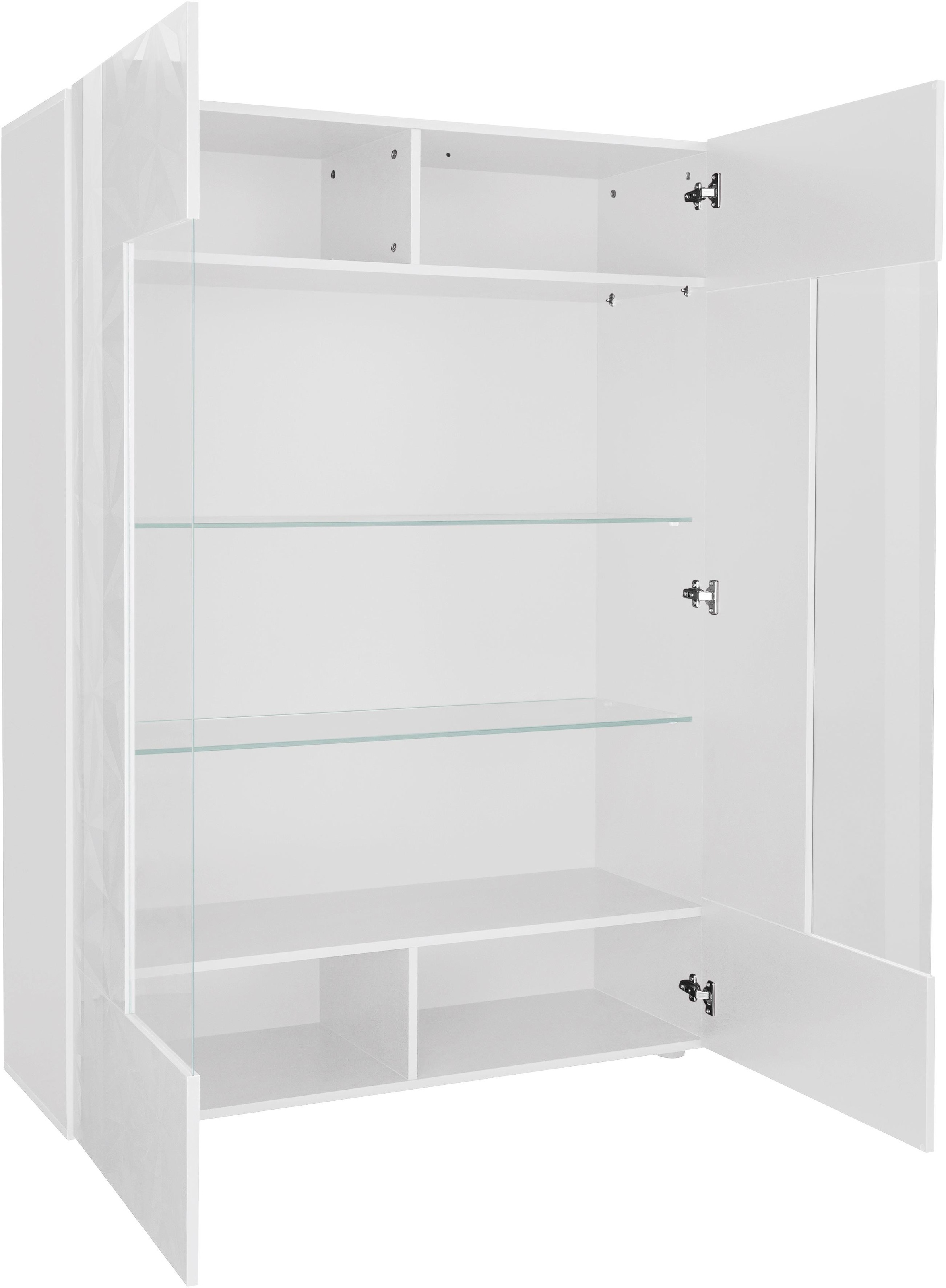 Thumbnail - INOSIGN Vitrine "Prisma Höhe 166 cm, Breite 121 cm, Stauraumvitrine mit 2 Türen,", Standvitrine - Front mit elegantem Si...