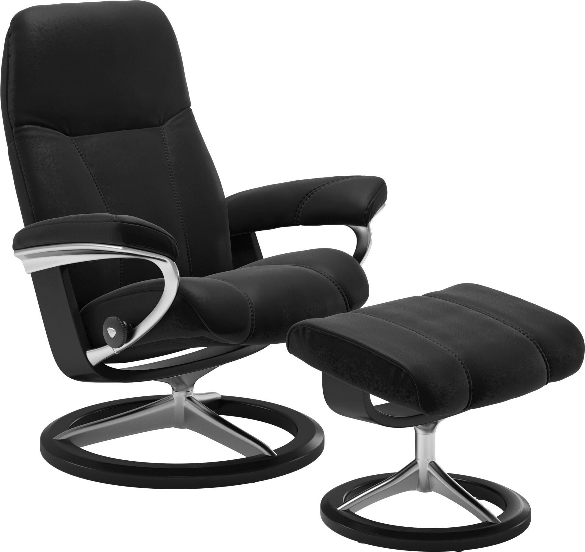 Stressless Relaxsessel "Consul" Set, Relaxsessel mit Hocker, mit Hocker, mit Signature Base, Größe L, Gestell Schwarz