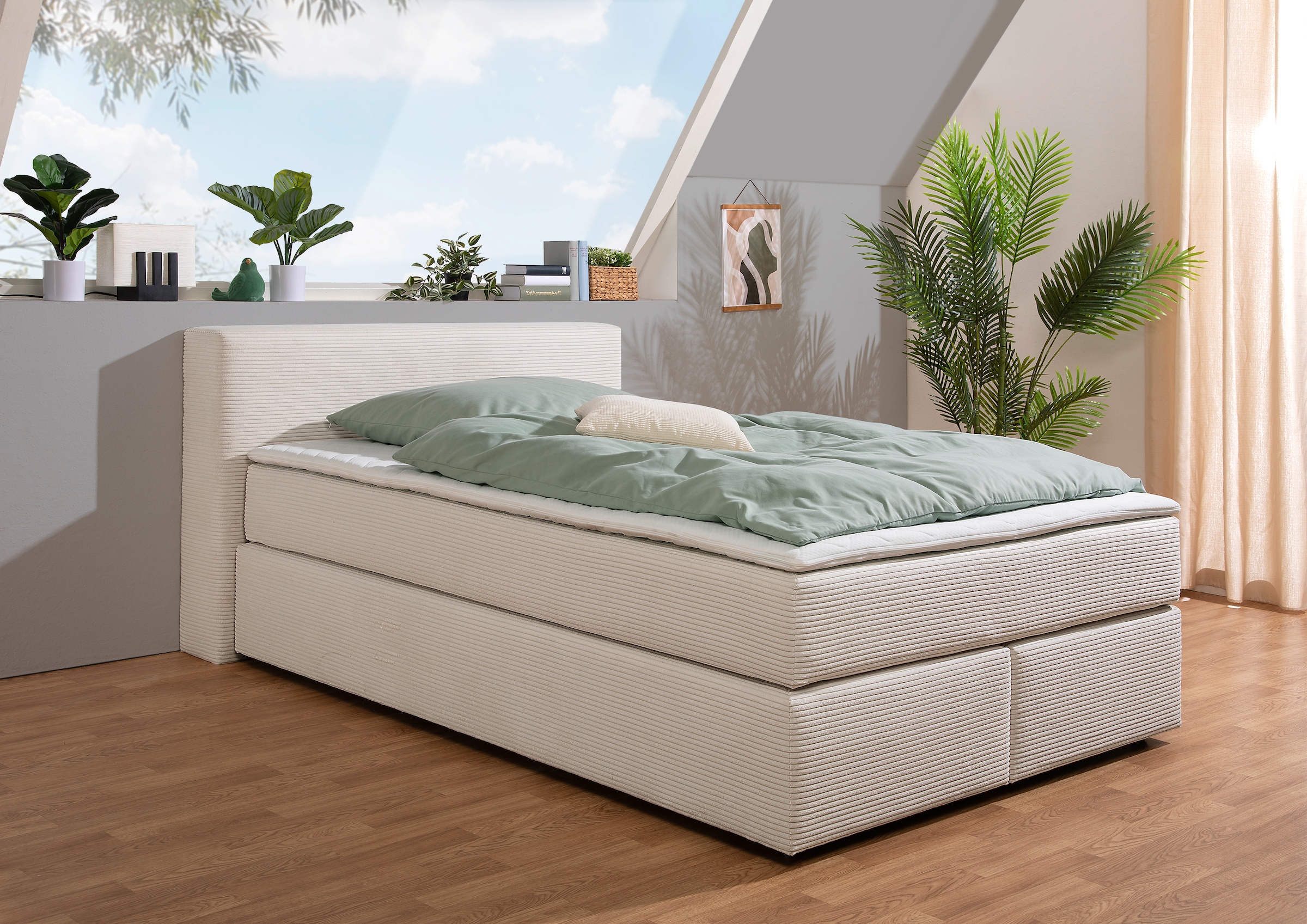 andas Boxspringbett "Åby", In Cord Bezug, wahlweise mit und ohne Matrazte e günstig online kaufen