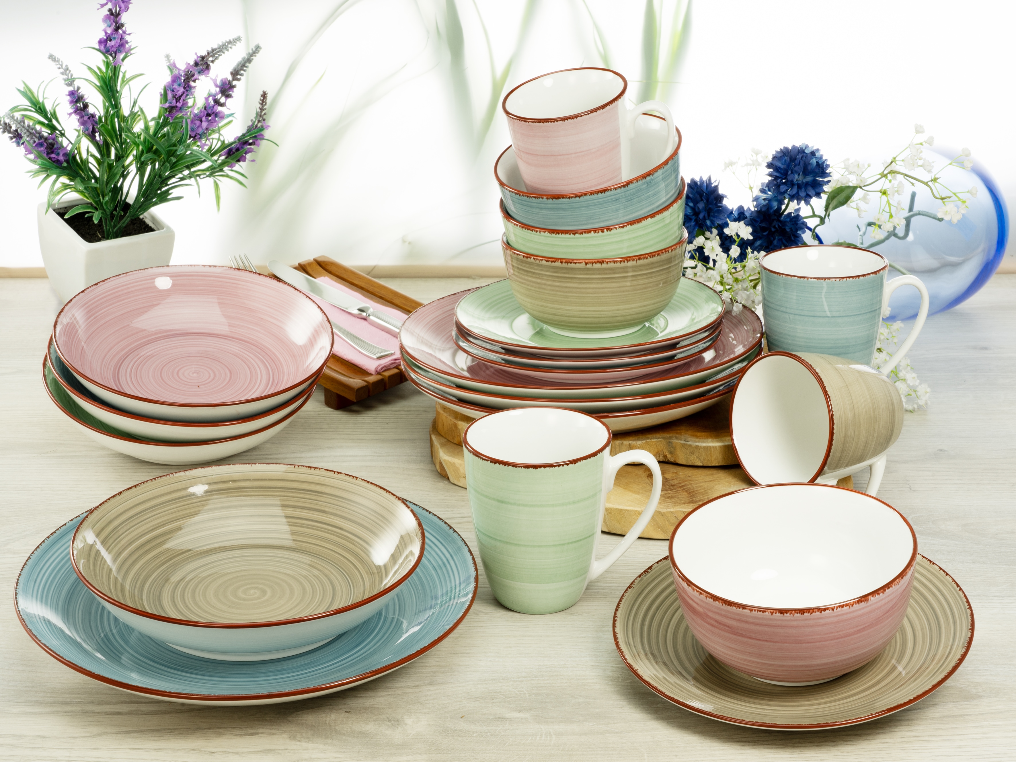 CreaTable Kombiservice "Geschirr-Set Samba" Service, handgemalter Spiraldek günstig online kaufen